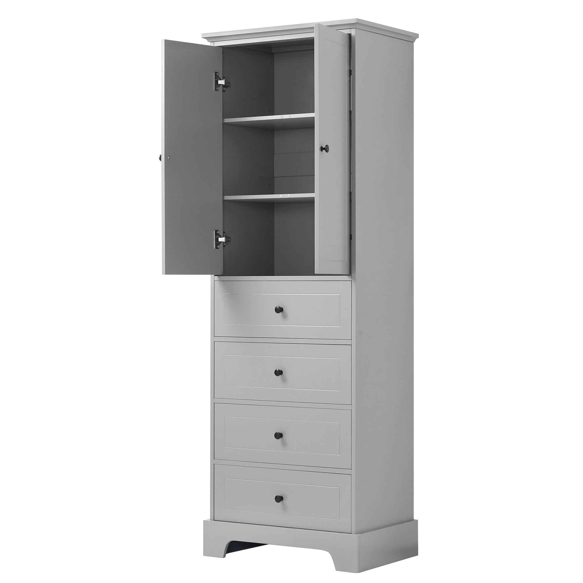 24 in. W x 68 in. H MDF Bathroom Storage Cabinet with Two Doors and Four Drawers