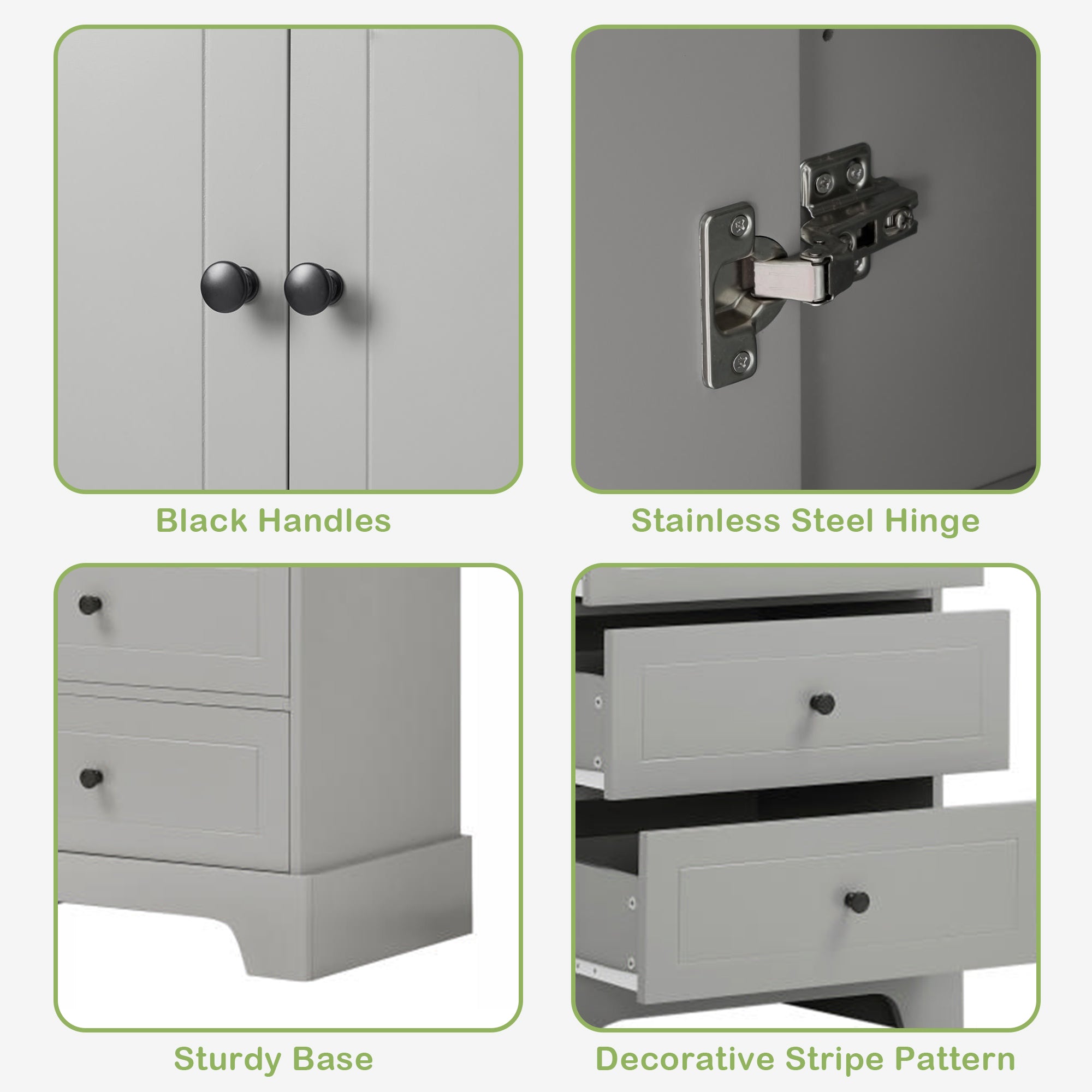 24 in. W x 68 in. H MDF Bathroom Storage Cabinet with Two Doors and Four Drawers