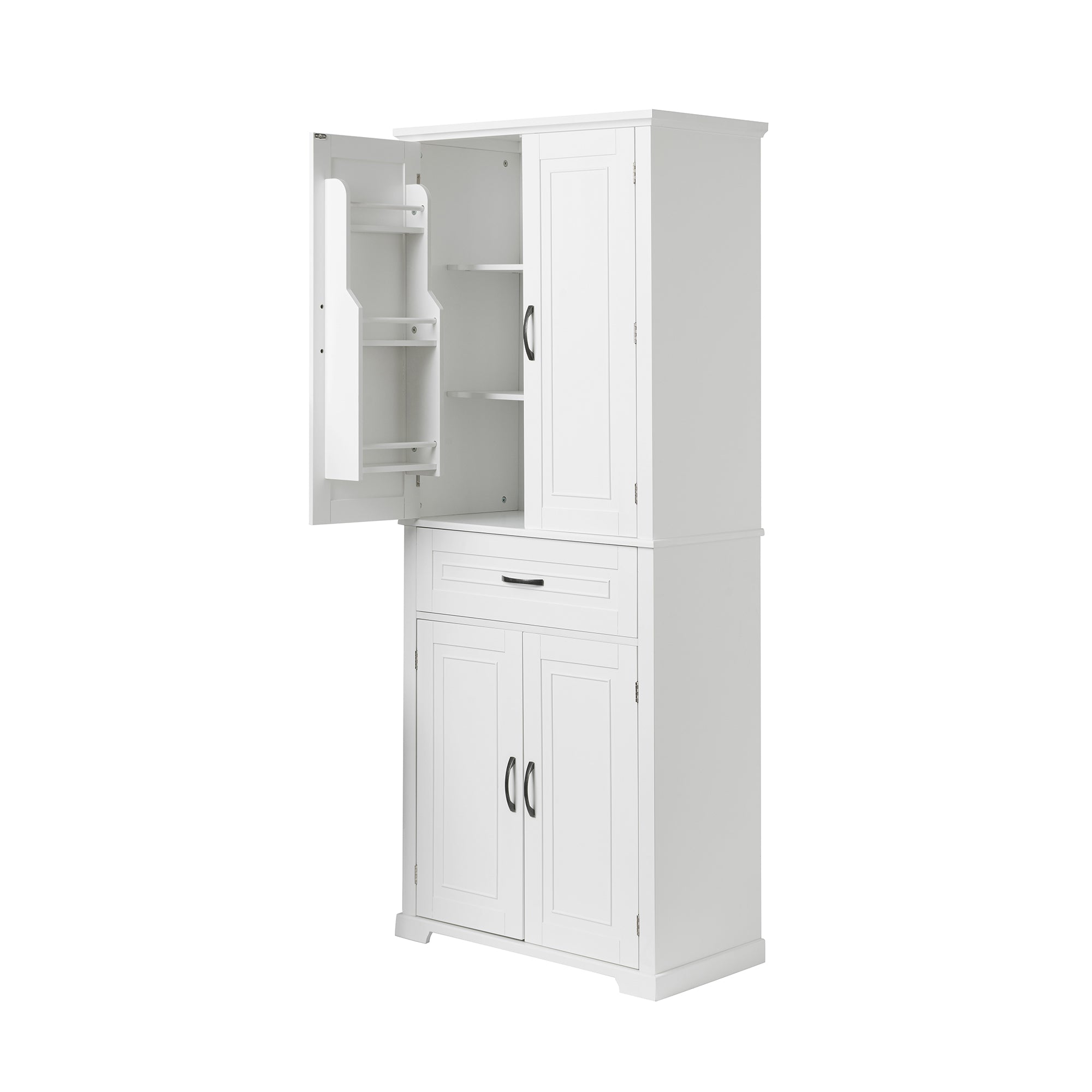 30 in. W x 72 in. H Freestanding Bathroom Cabinet in White with Adjustable Shelf and Drawer