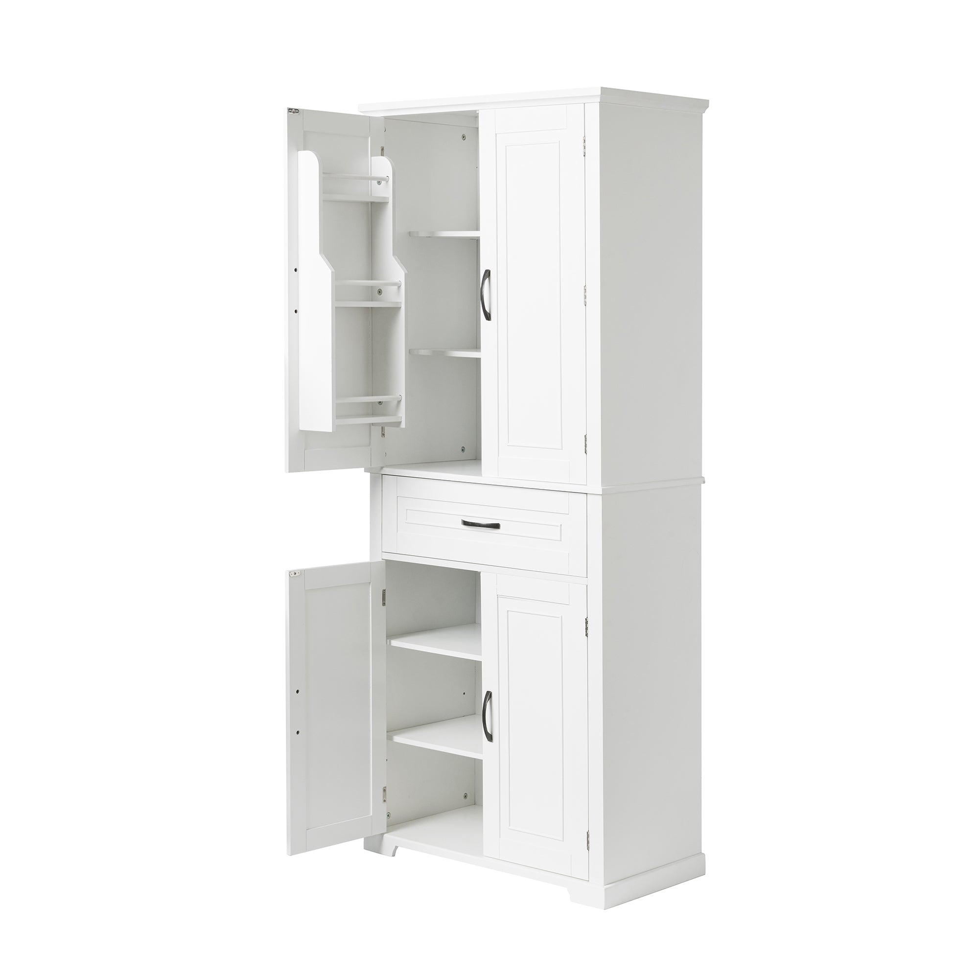 30 in. W x 72 in. H Freestanding Bathroom Cabinet in White with Adjustable Shelf and Drawer