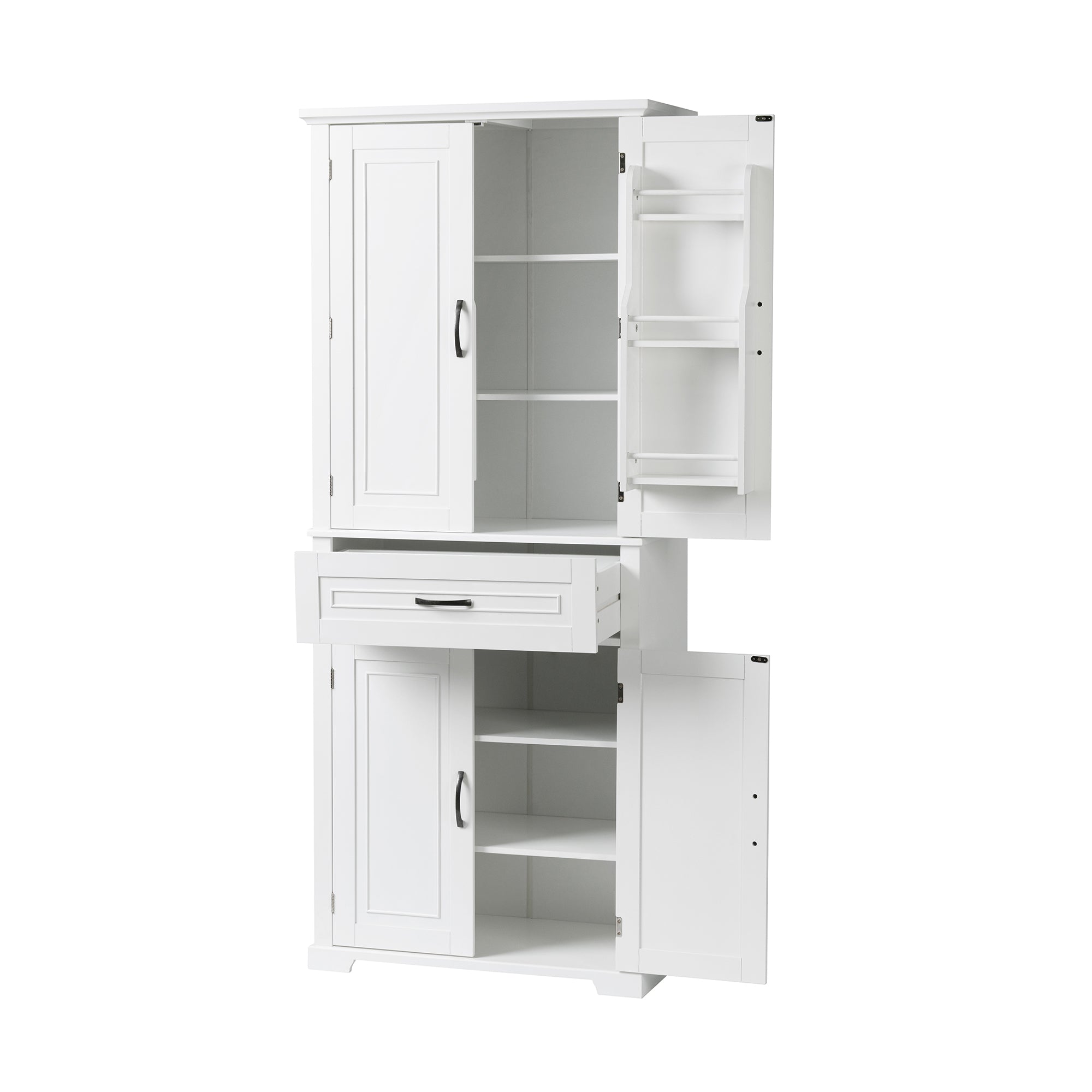 30 in. W x 72 in. H Freestanding Bathroom Cabinet in White with Adjustable Shelf and Drawer