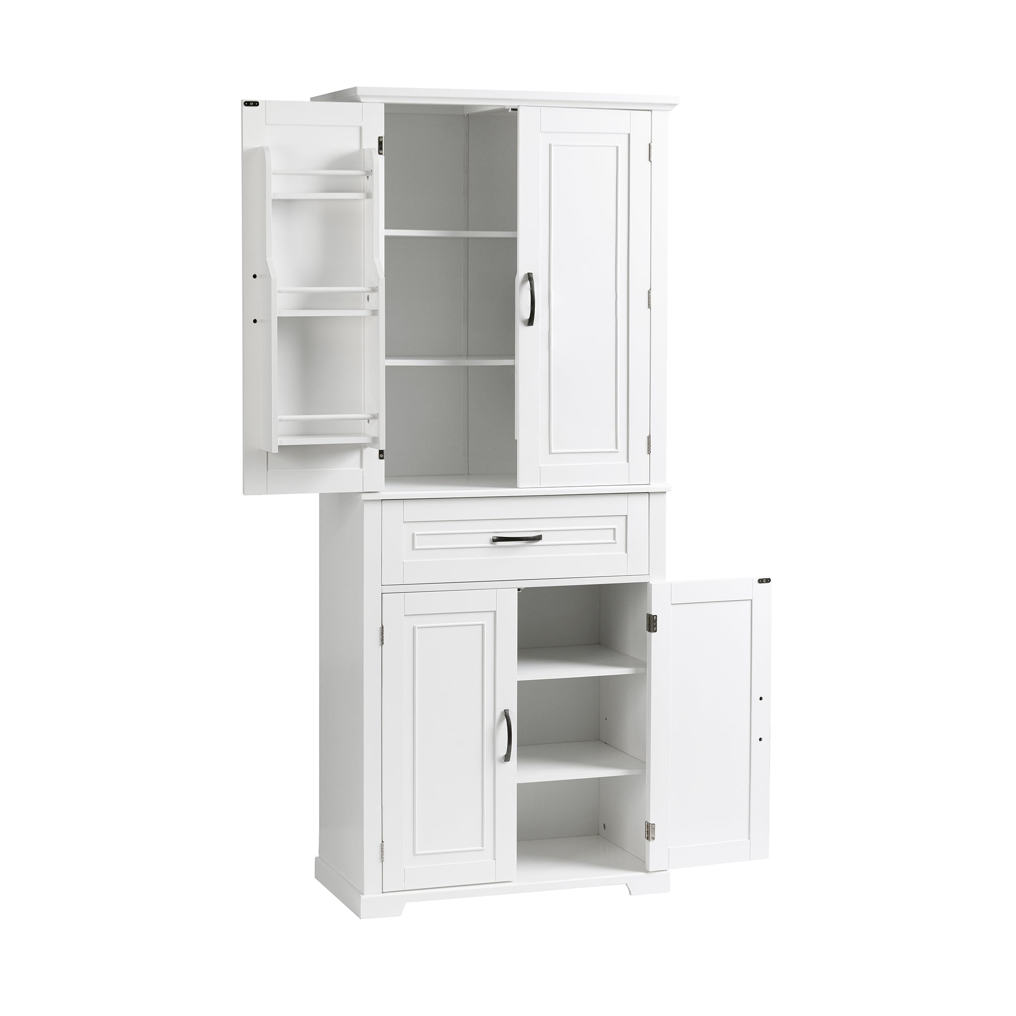 30 in. W x 72 in. H Freestanding Bathroom Cabinet in White with Adjustable Shelf and Drawer
