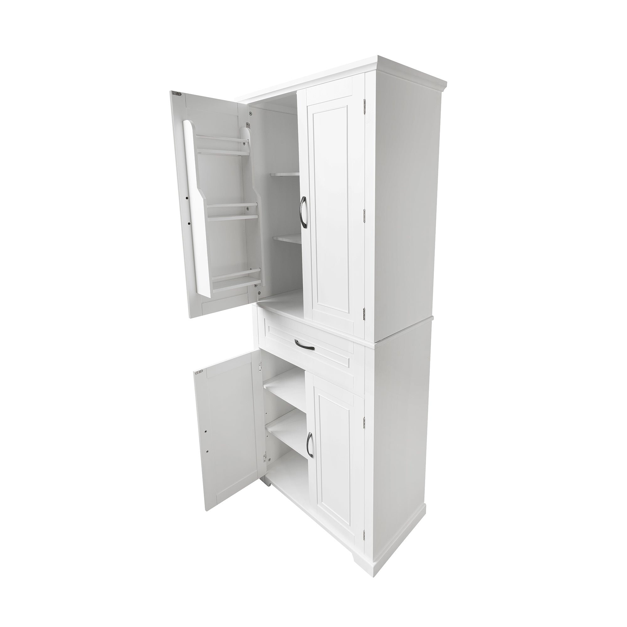 30 in. W x 72 in. H Freestanding Bathroom Cabinet in White with Adjustable Shelf and Drawer