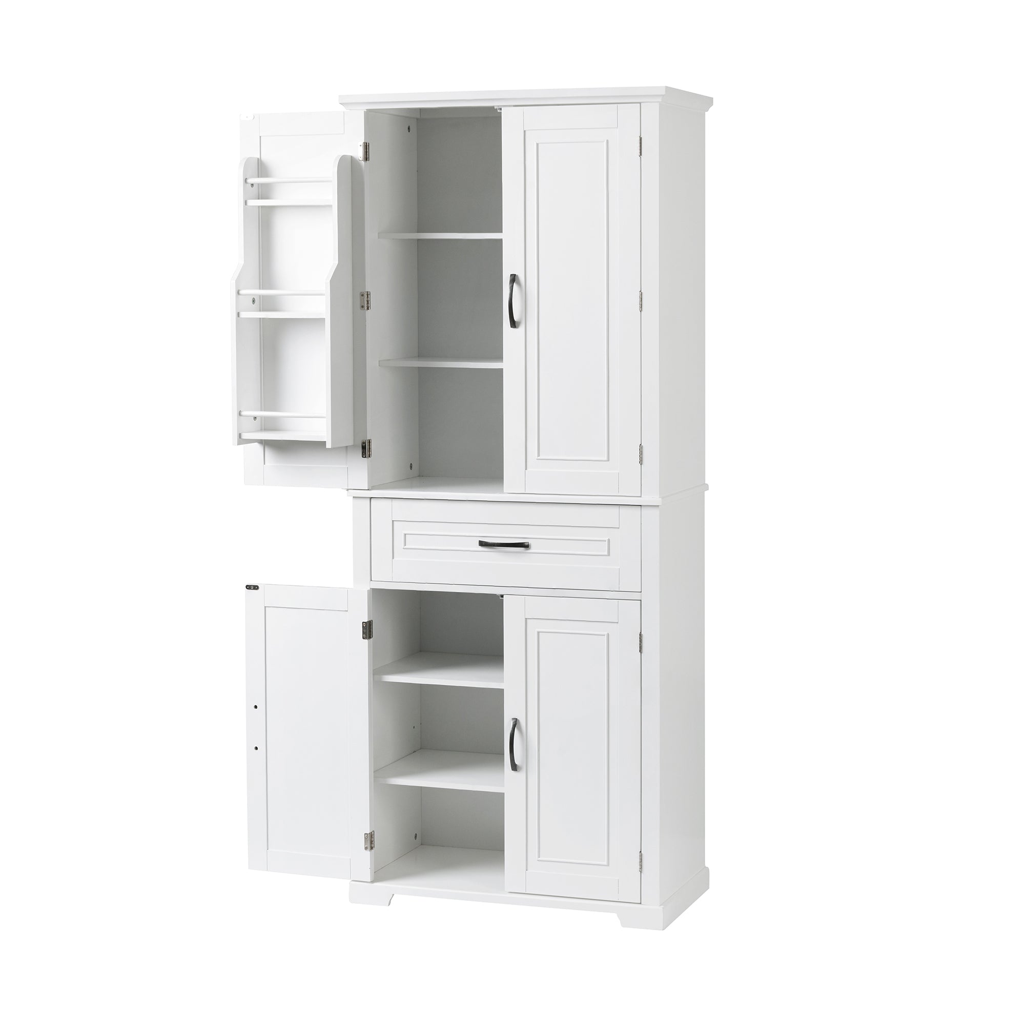 30 in. W x 72 in. H Freestanding Bathroom Cabinet in White with Adjustable Shelf and Drawer