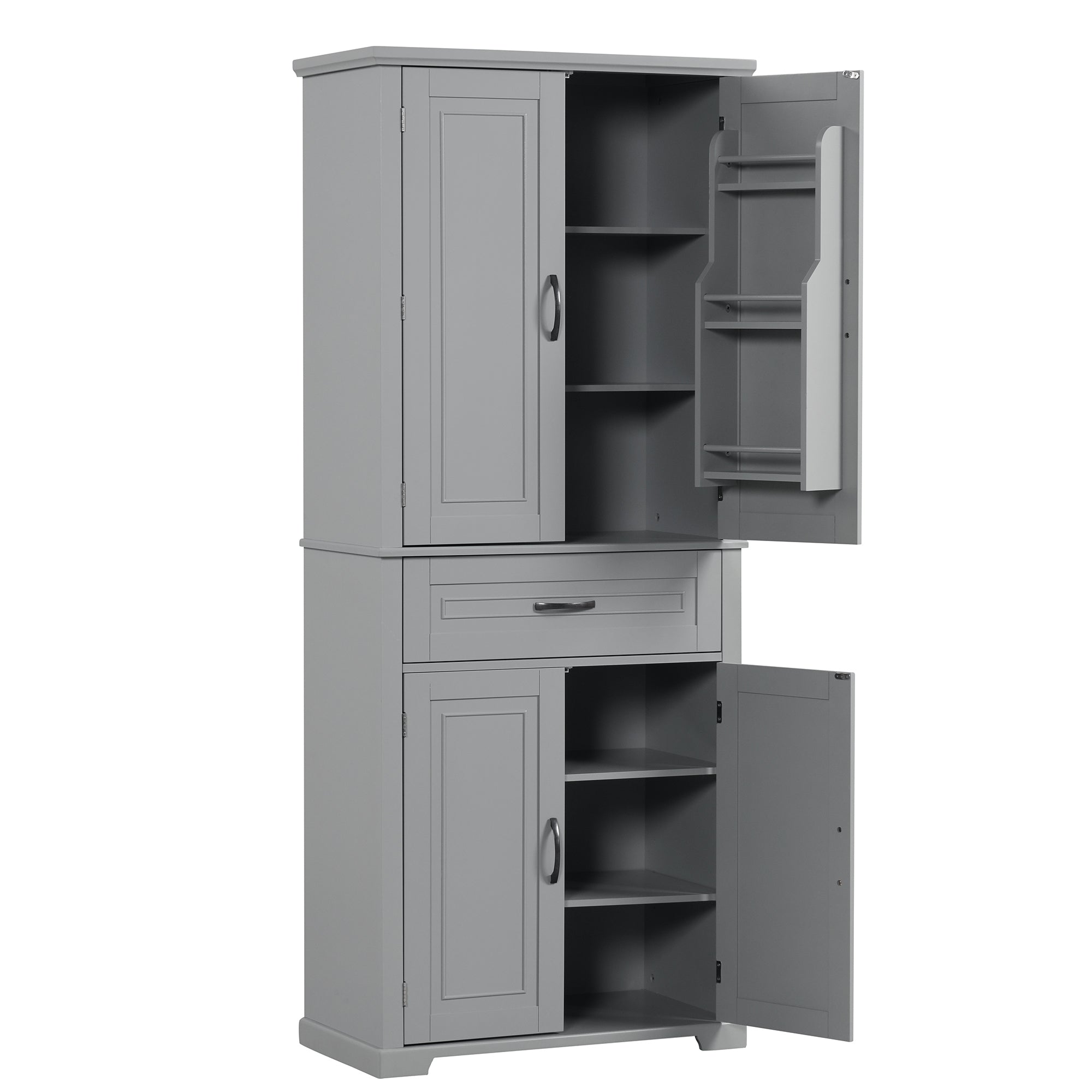 30 in. W x 72 in. H Freestanding Bathroom Cabinet in White with Adjustable Shelf and Drawer