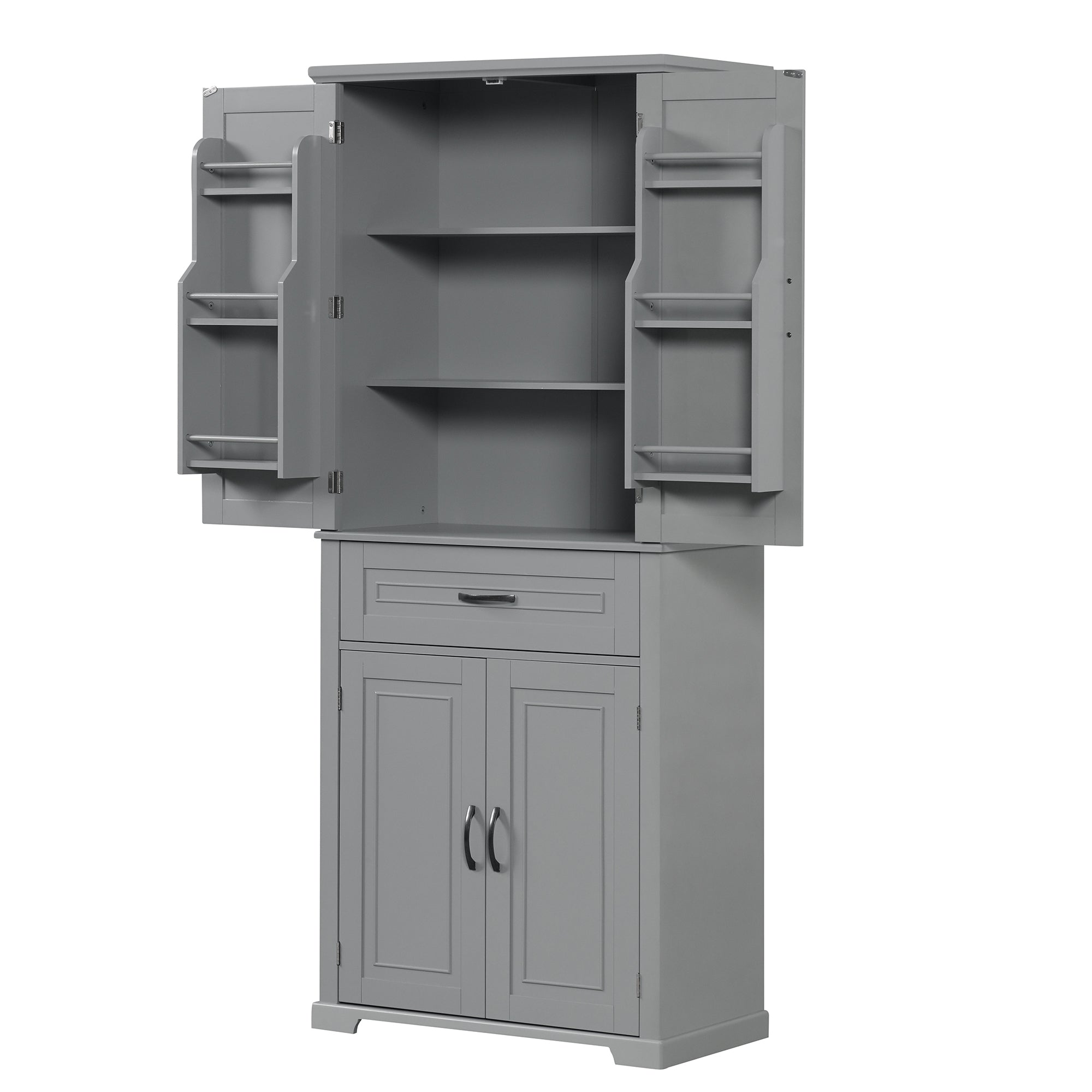 30 in. W x 72 in. H Freestanding Bathroom Cabinet in White with Adjustable Shelf and Drawer