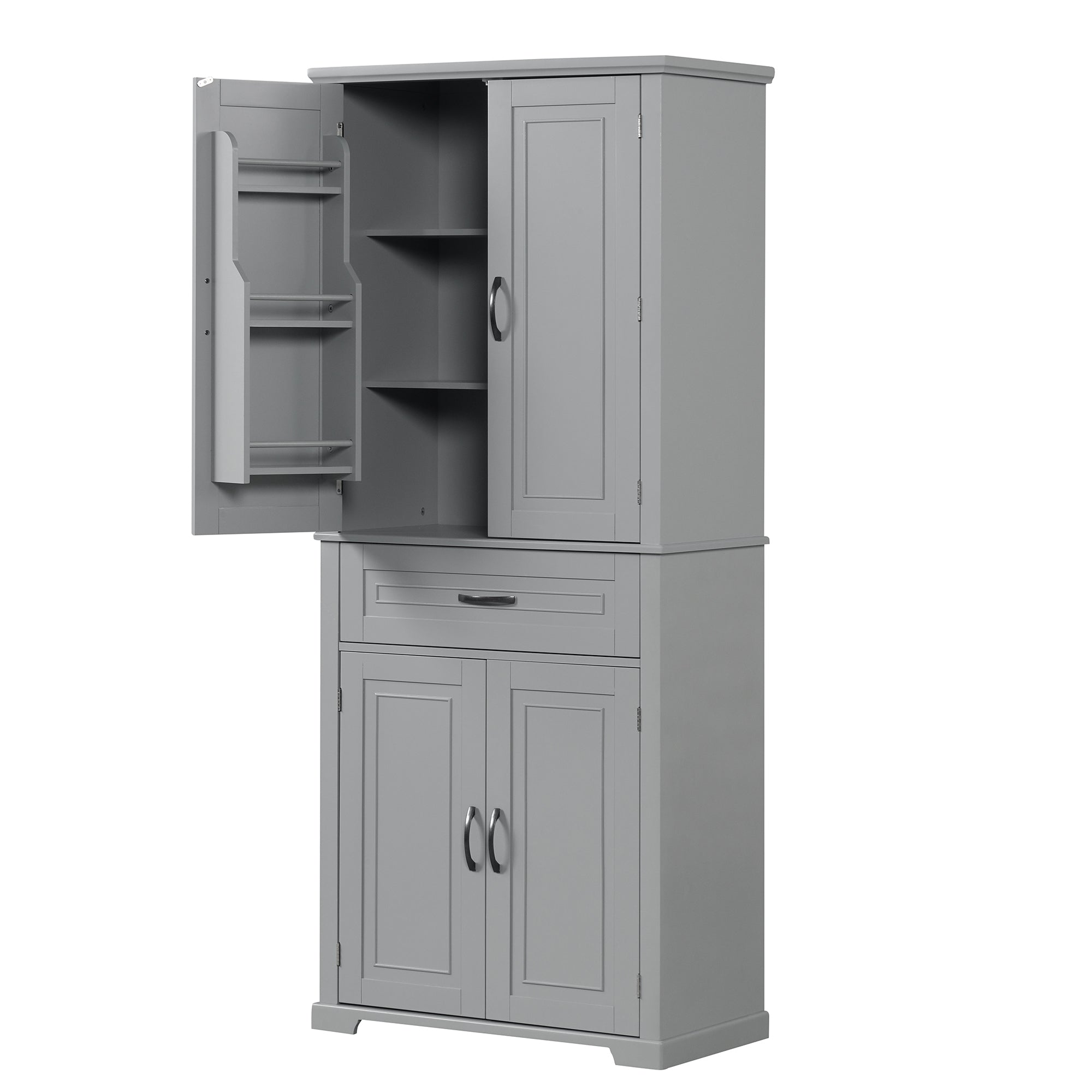 30 in. W x 72 in. H Freestanding Bathroom Cabinet in White with Adjustable Shelf and Drawer