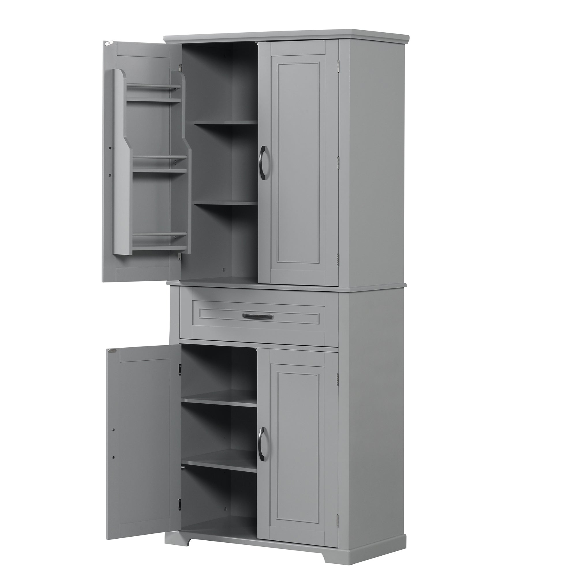 30 in. W x 72 in. H Freestanding Bathroom Cabinet in White with Adjustable Shelf and Drawer