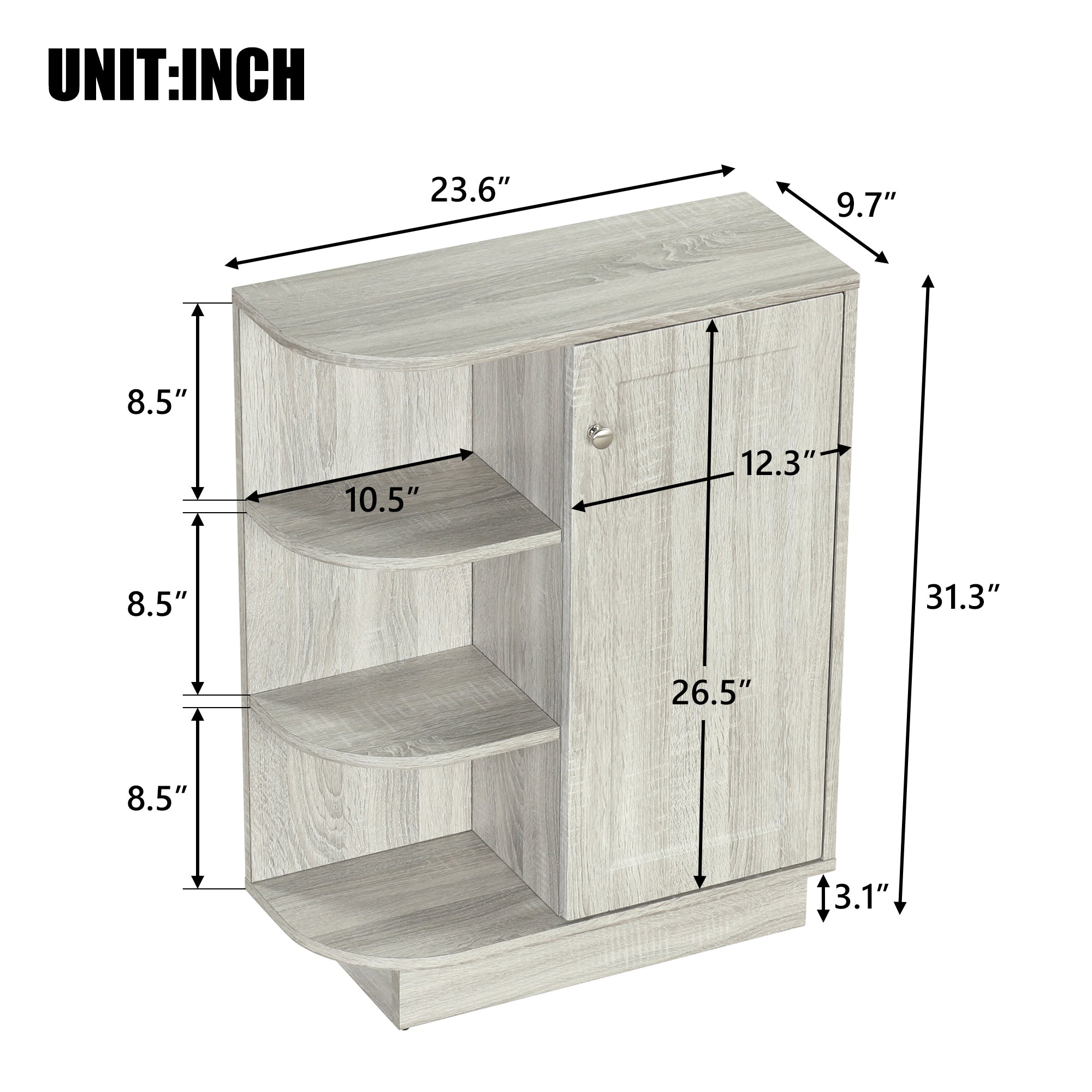 24 Inch MDF Freestanding Bathroom Vanity Set in White Integrated Ceramic Sink