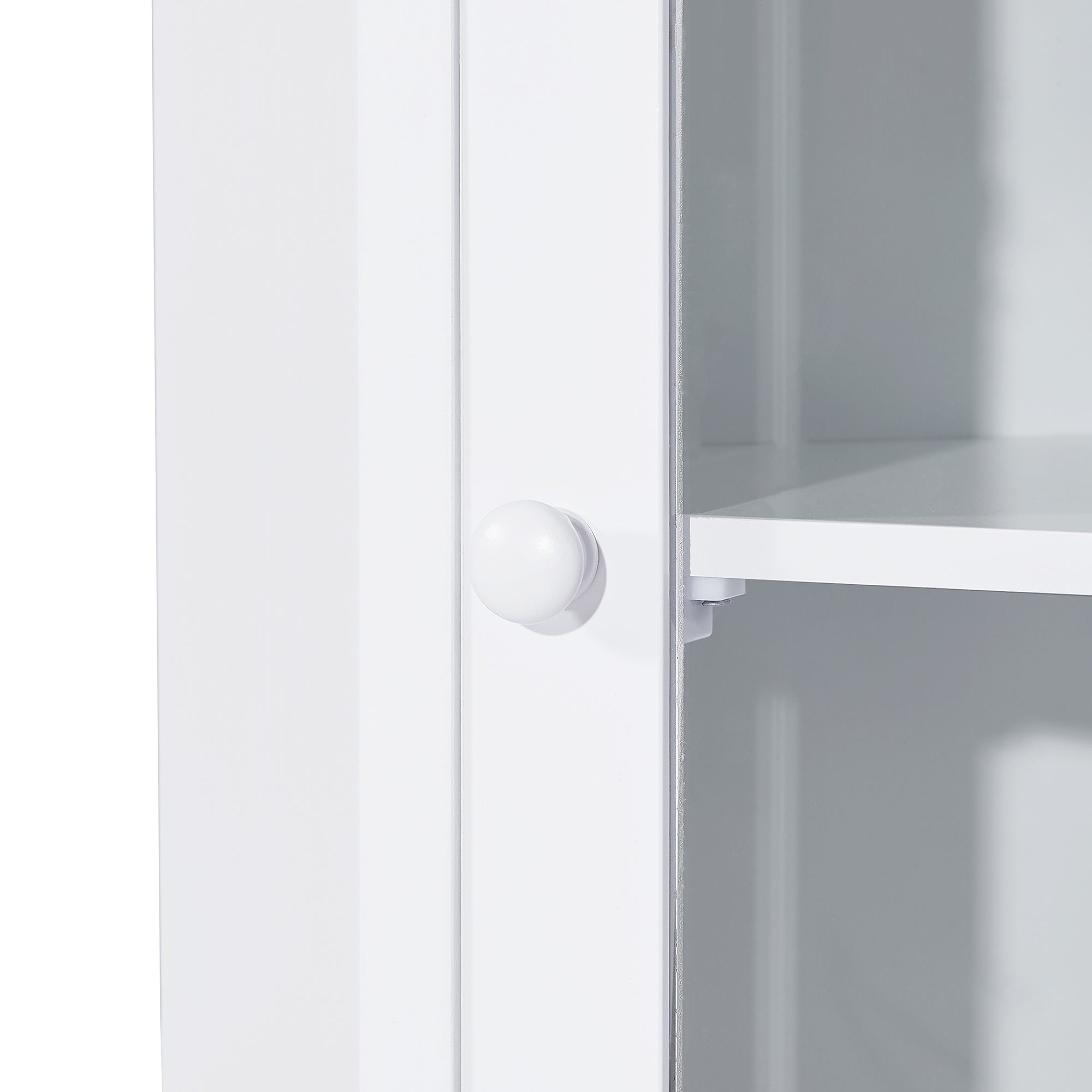 42" Tall Wood 1-door Bathroom Cabinet in White with Removable Shelf