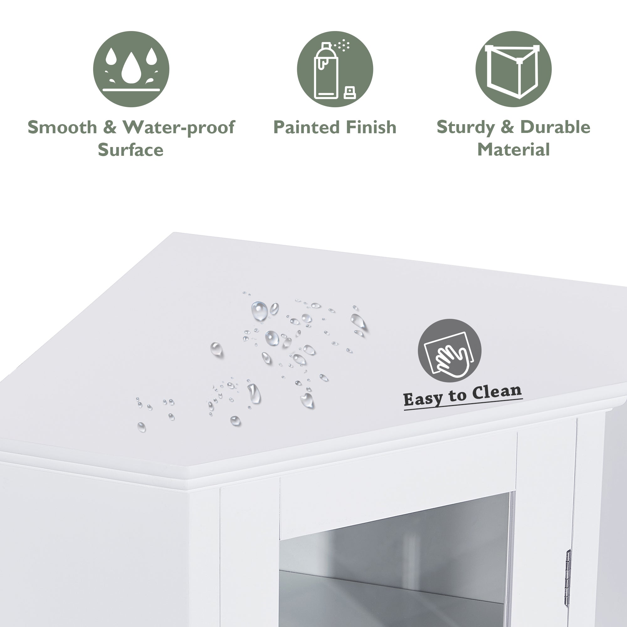 42" Tall Wood 1-door Bathroom Cabinet in White with Removable Shelf