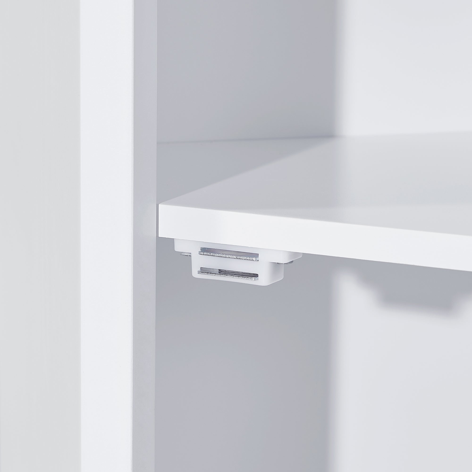 42" Tall Wood 1-door Bathroom Cabinet in White with Removable Shelf