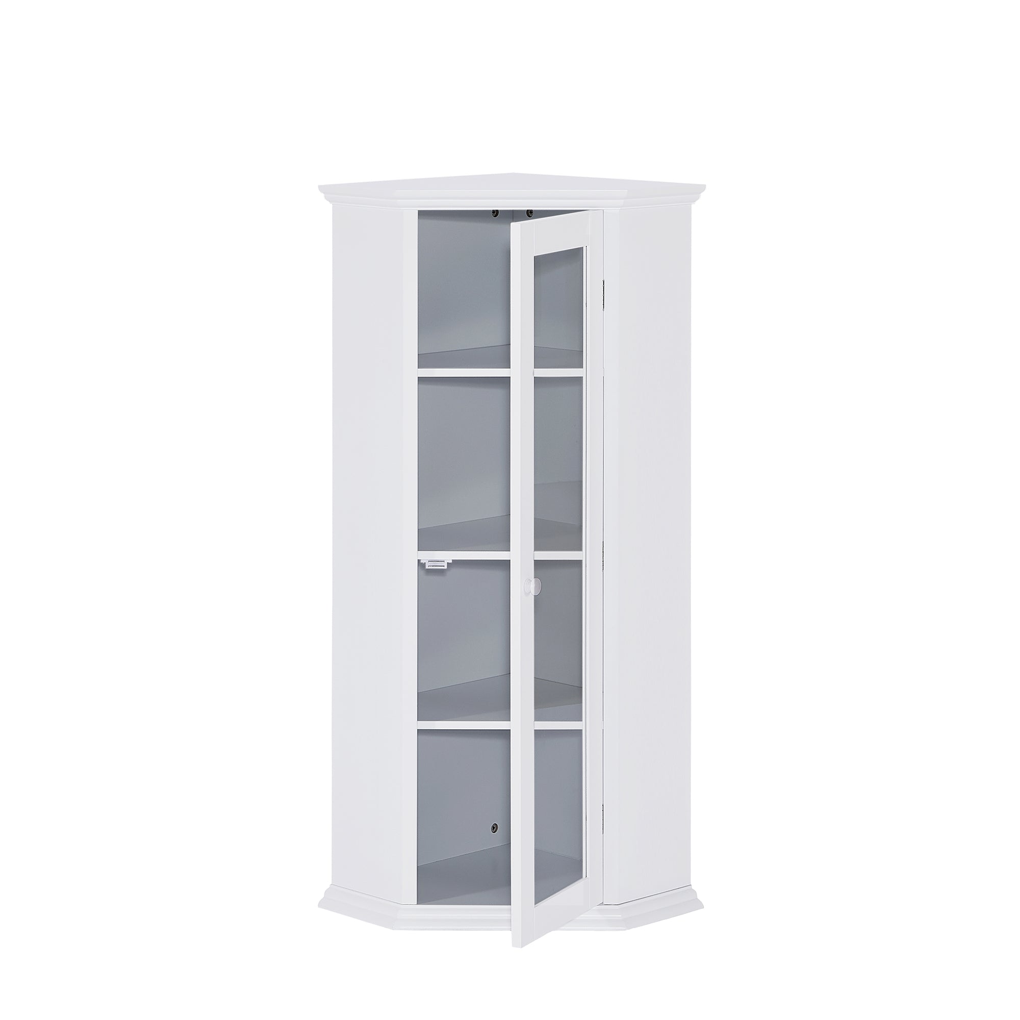 42" Tall Wood 1-door Bathroom Cabinet in White with Removable Shelf