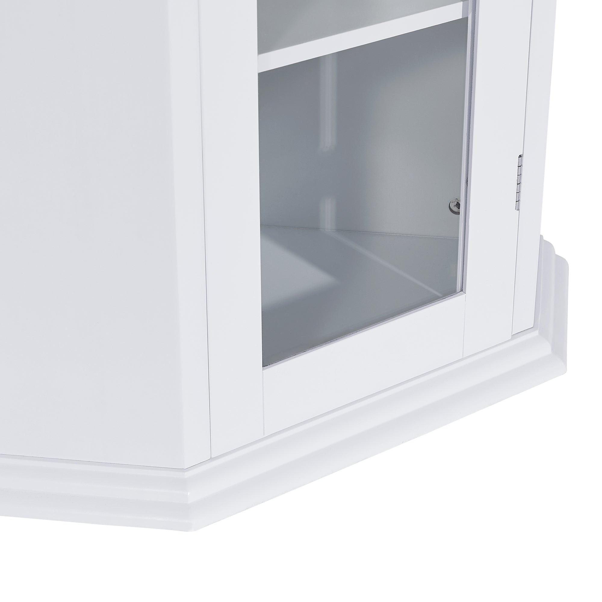 42" Tall Wood 1-door Bathroom Cabinet in White with Removable Shelf