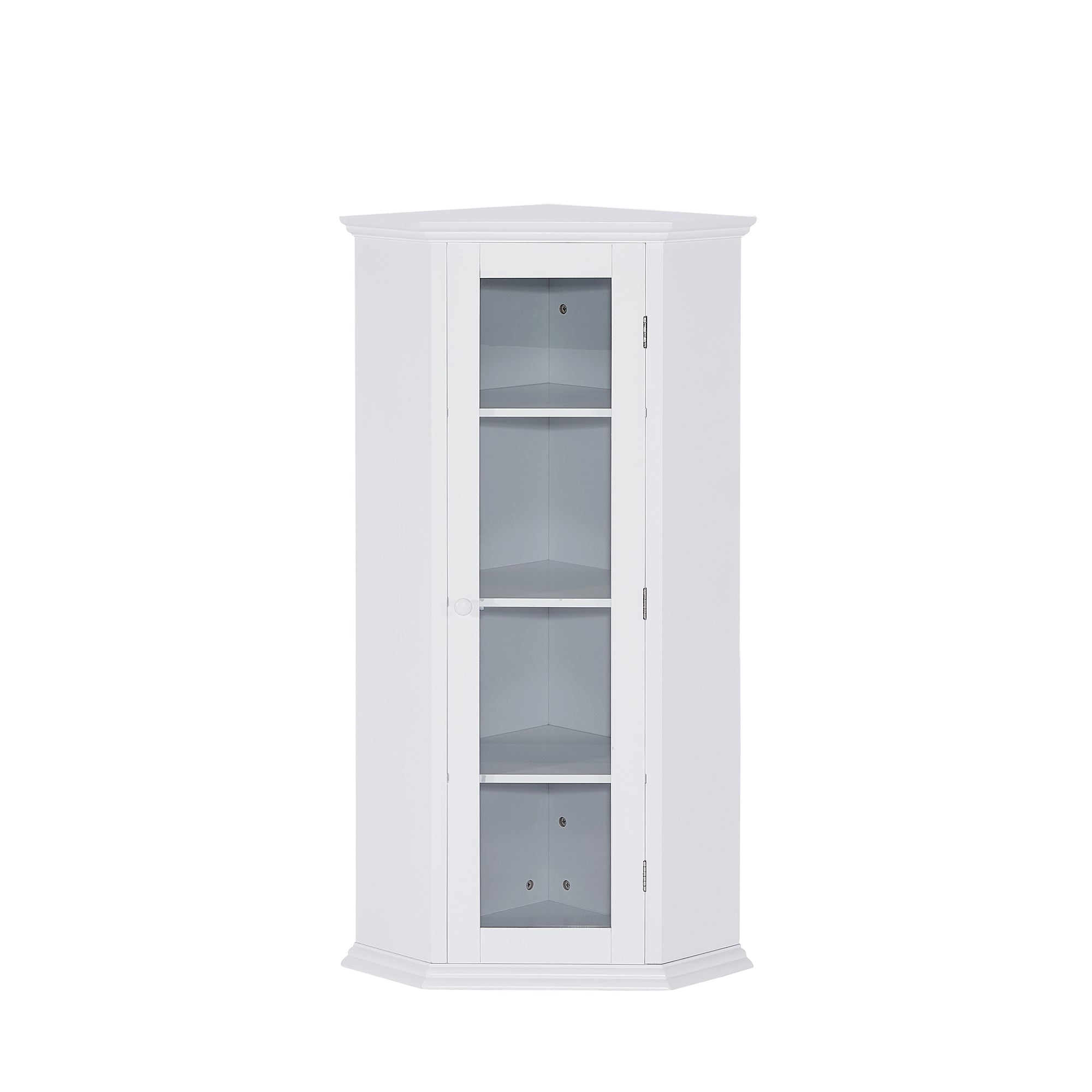 42" Tall Wood 1-door Bathroom Cabinet in White with Removable Shelf
