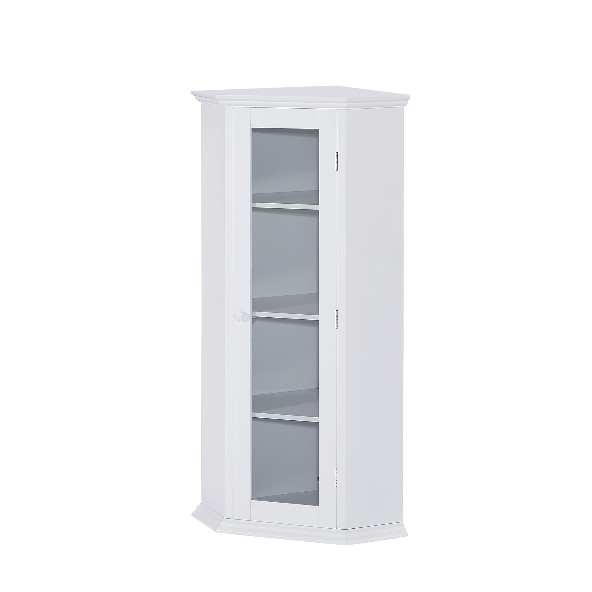 42" Tall Wood 1-door Bathroom Cabinet in White with Removable Shelf