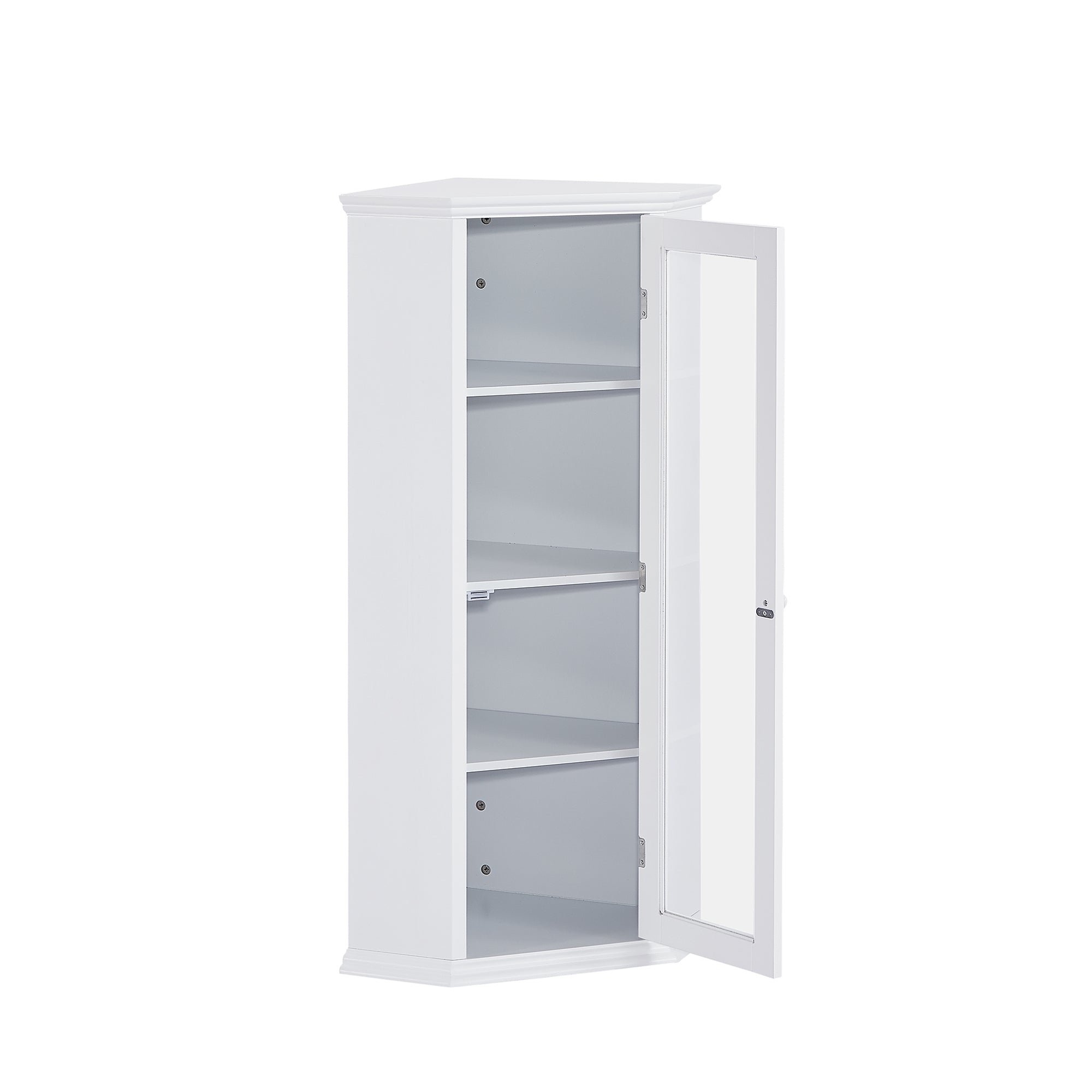 42" Tall Wood 1-door Bathroom Cabinet in White with Removable Shelf