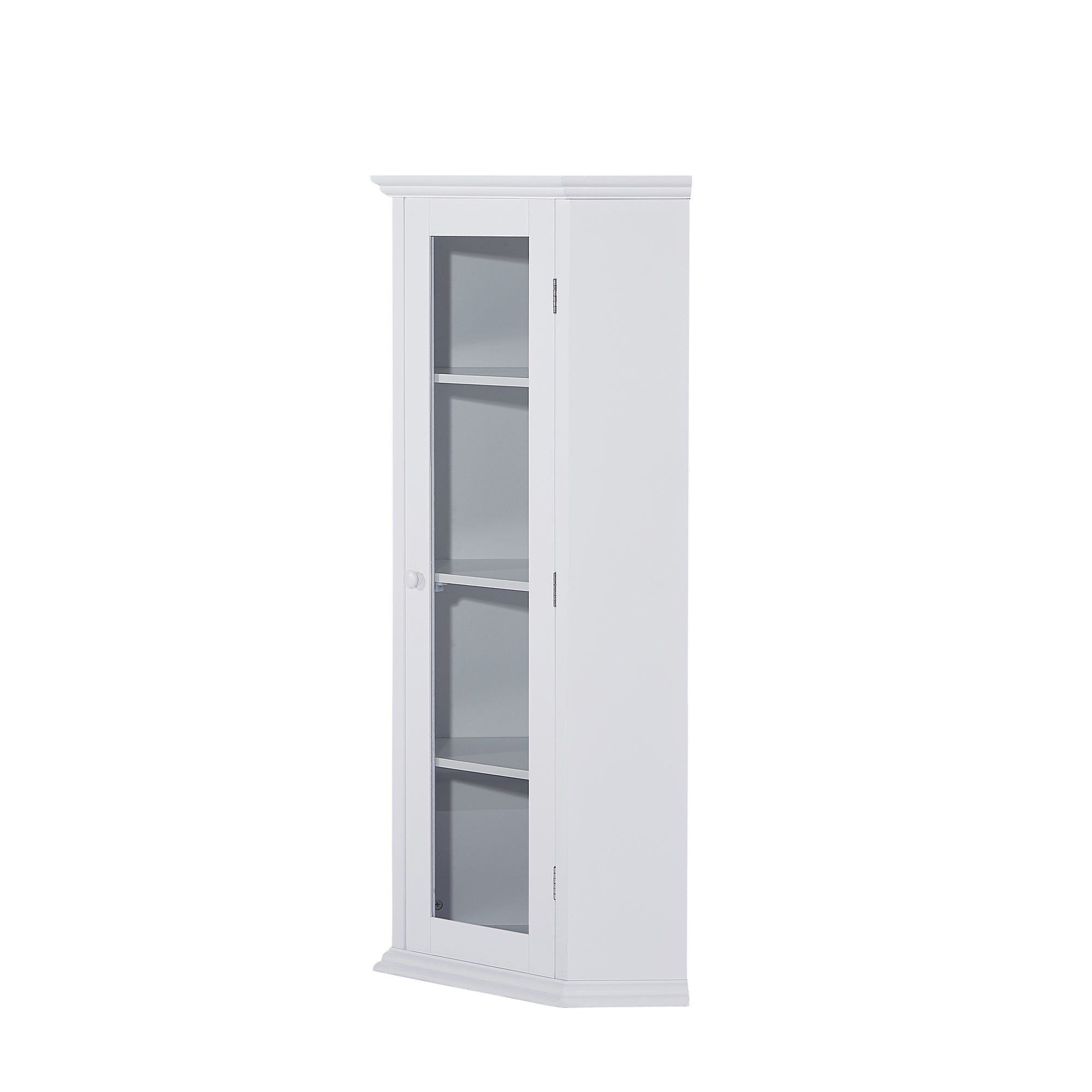 42" Tall Wood 1-door Bathroom Cabinet in White with Removable Shelf