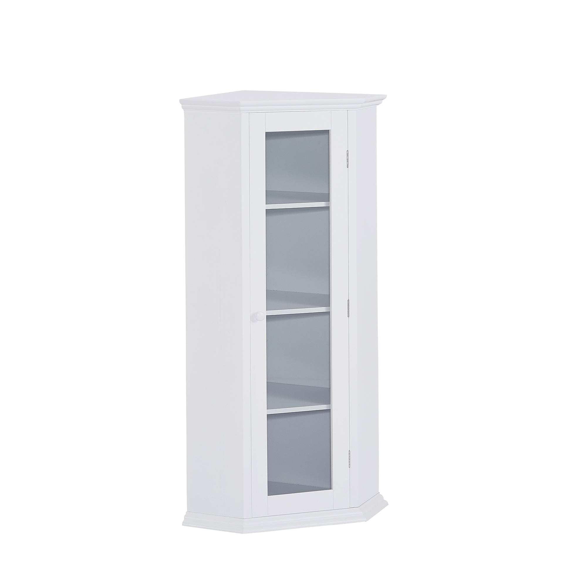 42" Tall Wood 1-door Bathroom Cabinet in White with Removable Shelf