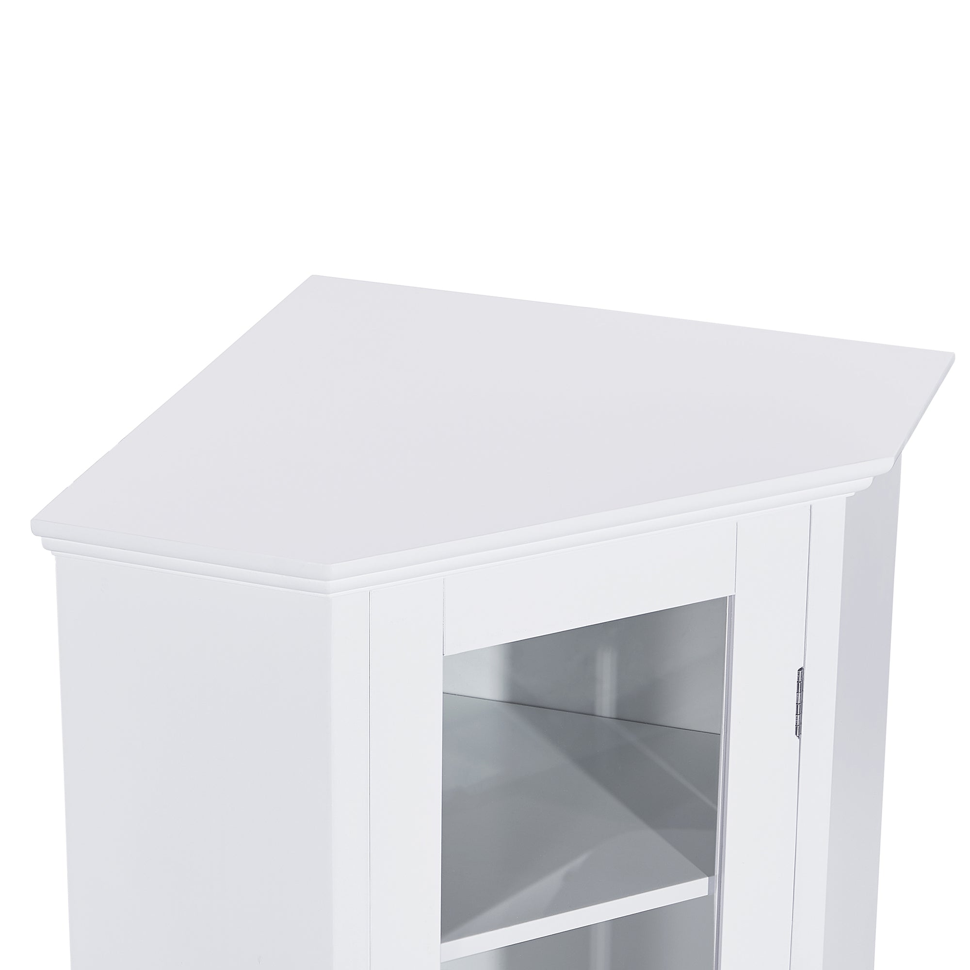 42" Tall Wood 1-door Bathroom Cabinet in White with Removable Shelf