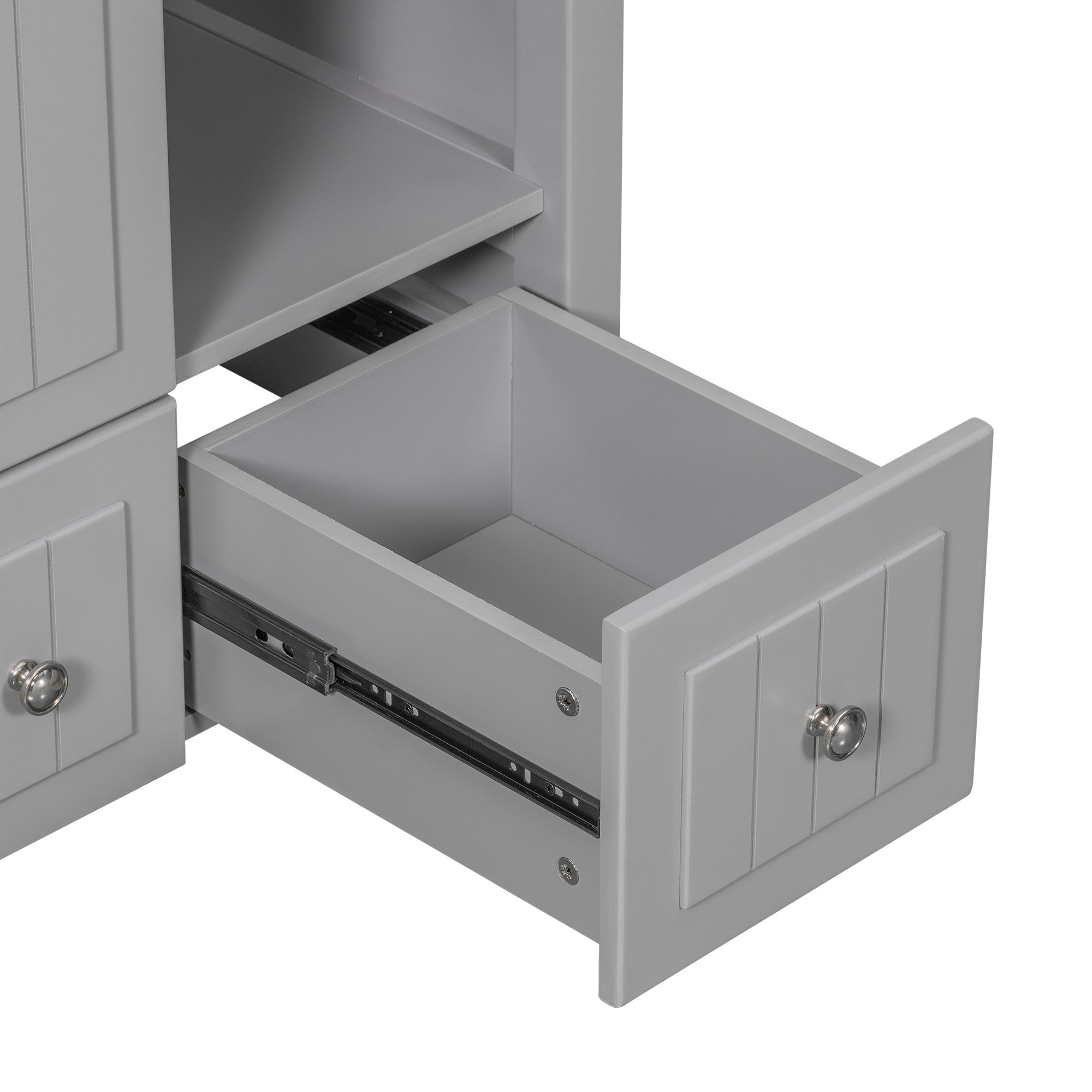 36 inch MDF Freestanding Bathroom Vanity Set with Doors and Drawer and Integrated Ceramic Sink