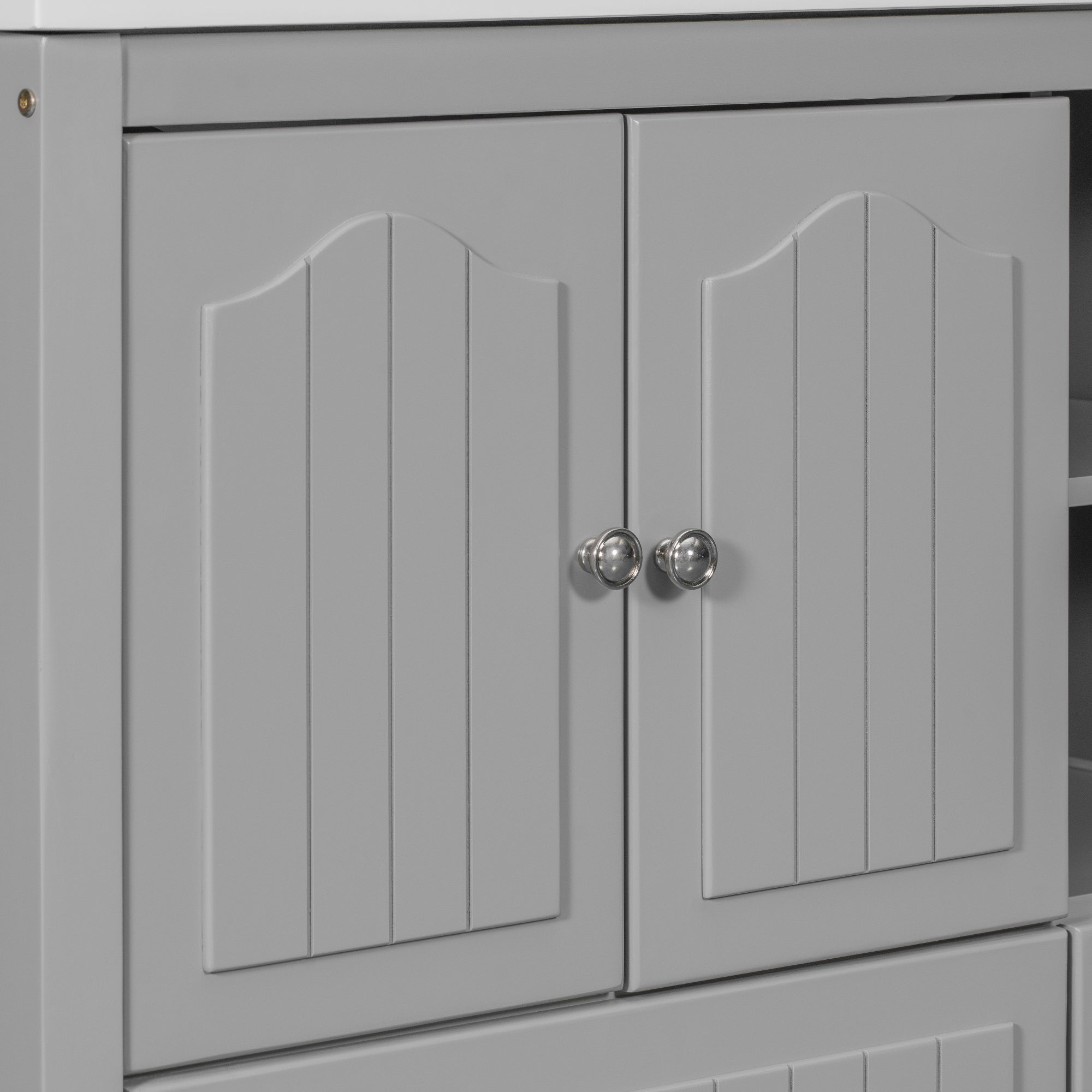 36 inch MDF Freestanding Bathroom Vanity Set with Doors and Drawer and Integrated Ceramic Sink
