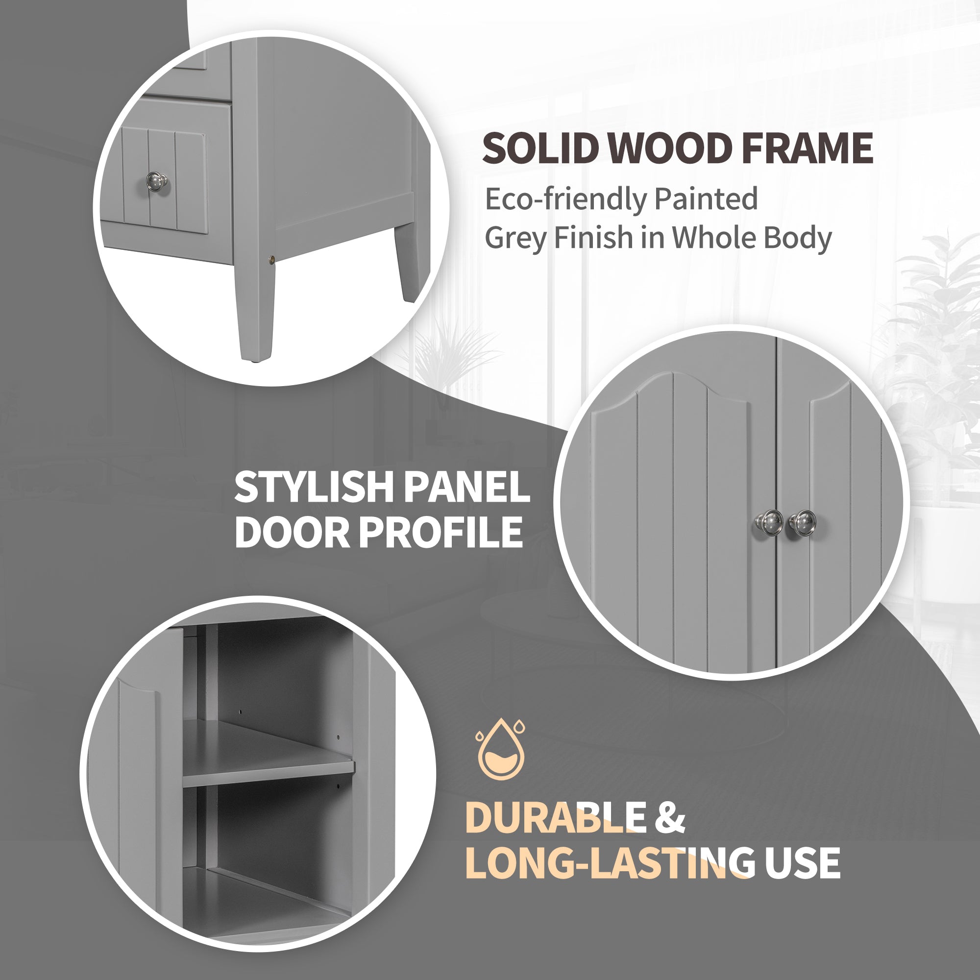 36 inch MDF Freestanding Bathroom Vanity Set with Doors and Drawer and Integrated Ceramic Sink