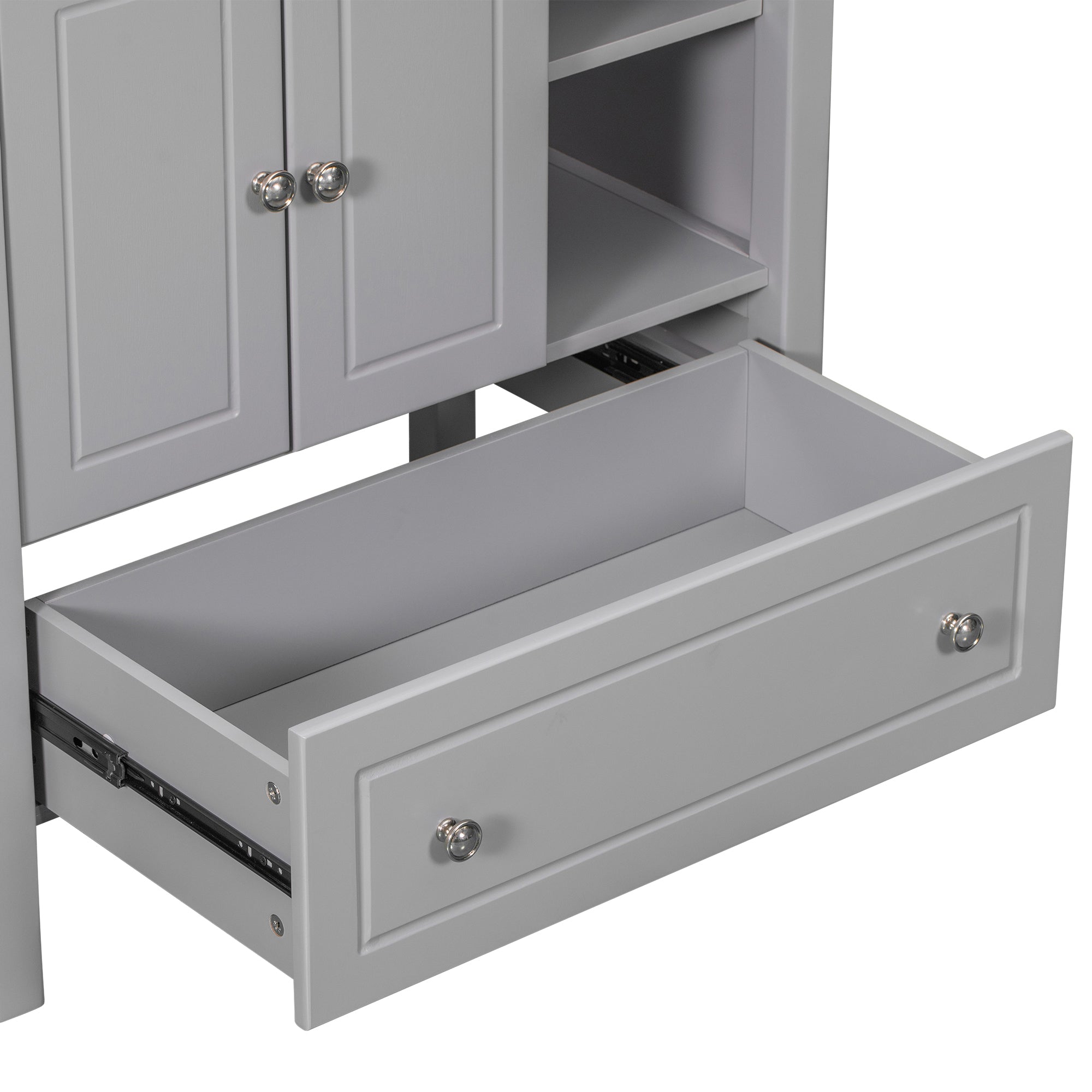 30 inch MDF Freestanding Bathroom Vanity Set with Doors and Drawer and Integrated Ceramic Sink