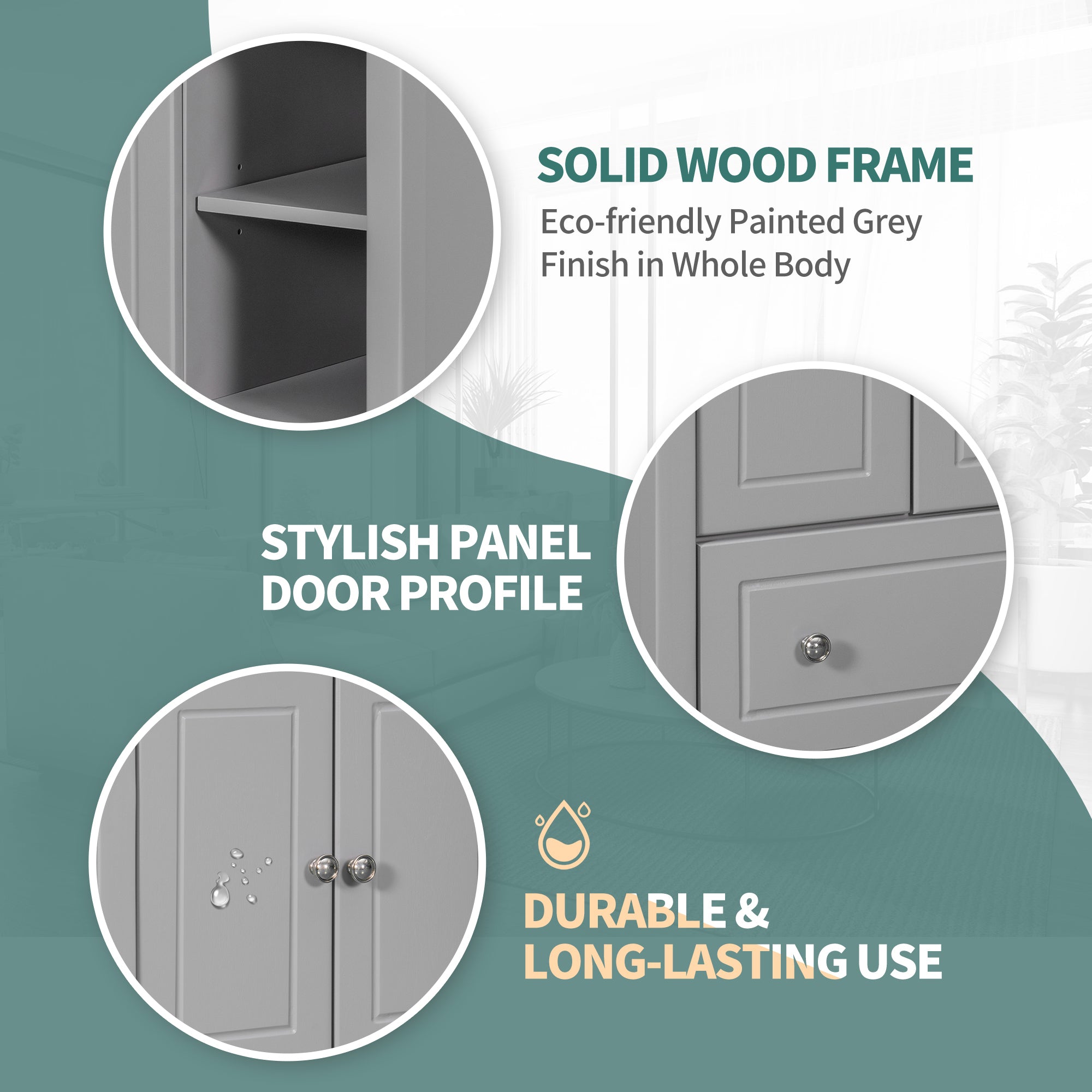 30 inch MDF Freestanding Bathroom Vanity Set with Doors and Drawer and Integrated Ceramic Sink