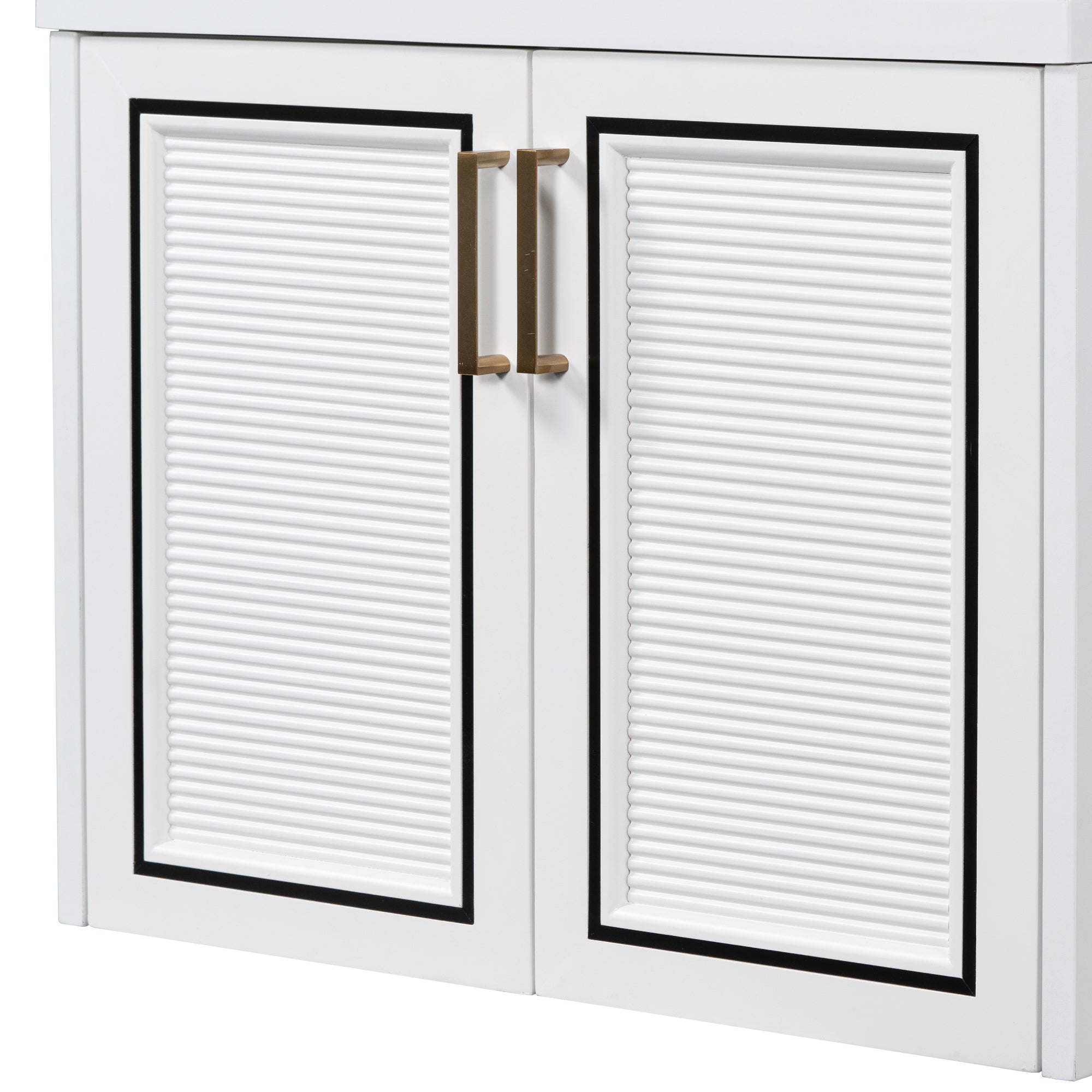 24 inch MDF Wall-Mounted Bathroom Vanity Set with Doors and Integrated Ceramic Sink