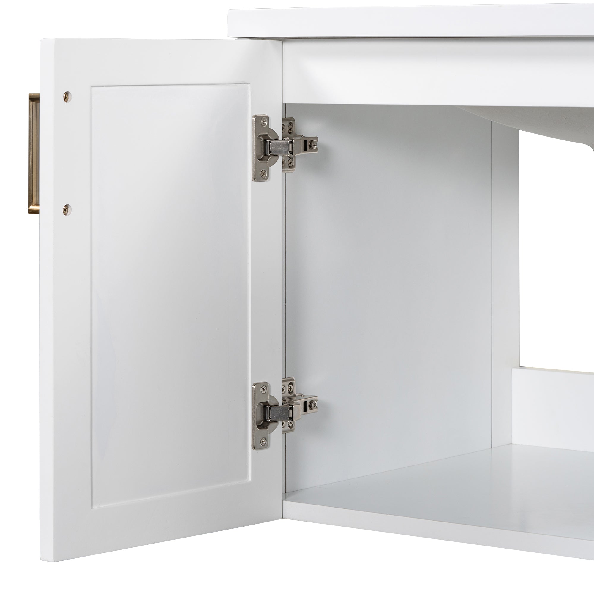 24 inch MDF Wall-Mounted Bathroom Vanity Set with Doors and Integrated Ceramic Sink