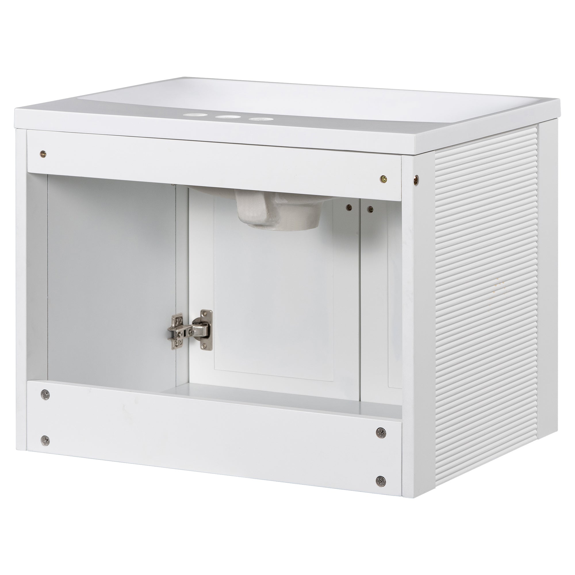 24 inch MDF Wall-Mounted Bathroom Vanity Set with Doors and Integrated Ceramic Sink