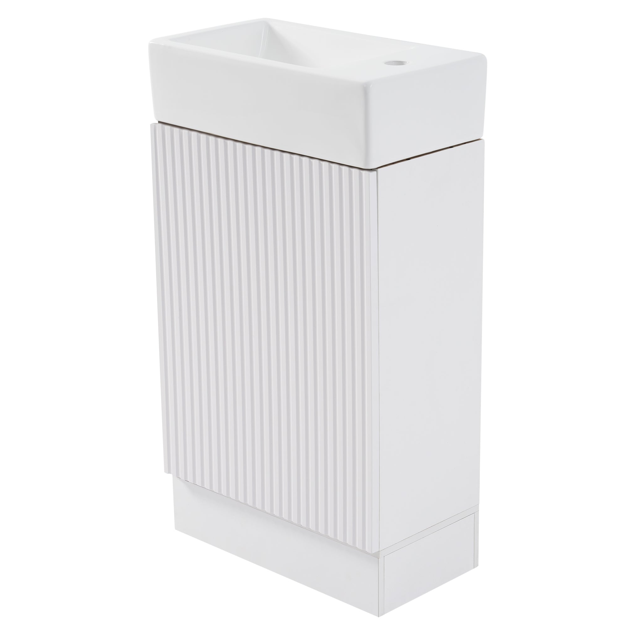 White 18.6 in.W x 33 in.H MDF Bathroom Vanity with Ceramic Sink and Two-tier Shelf