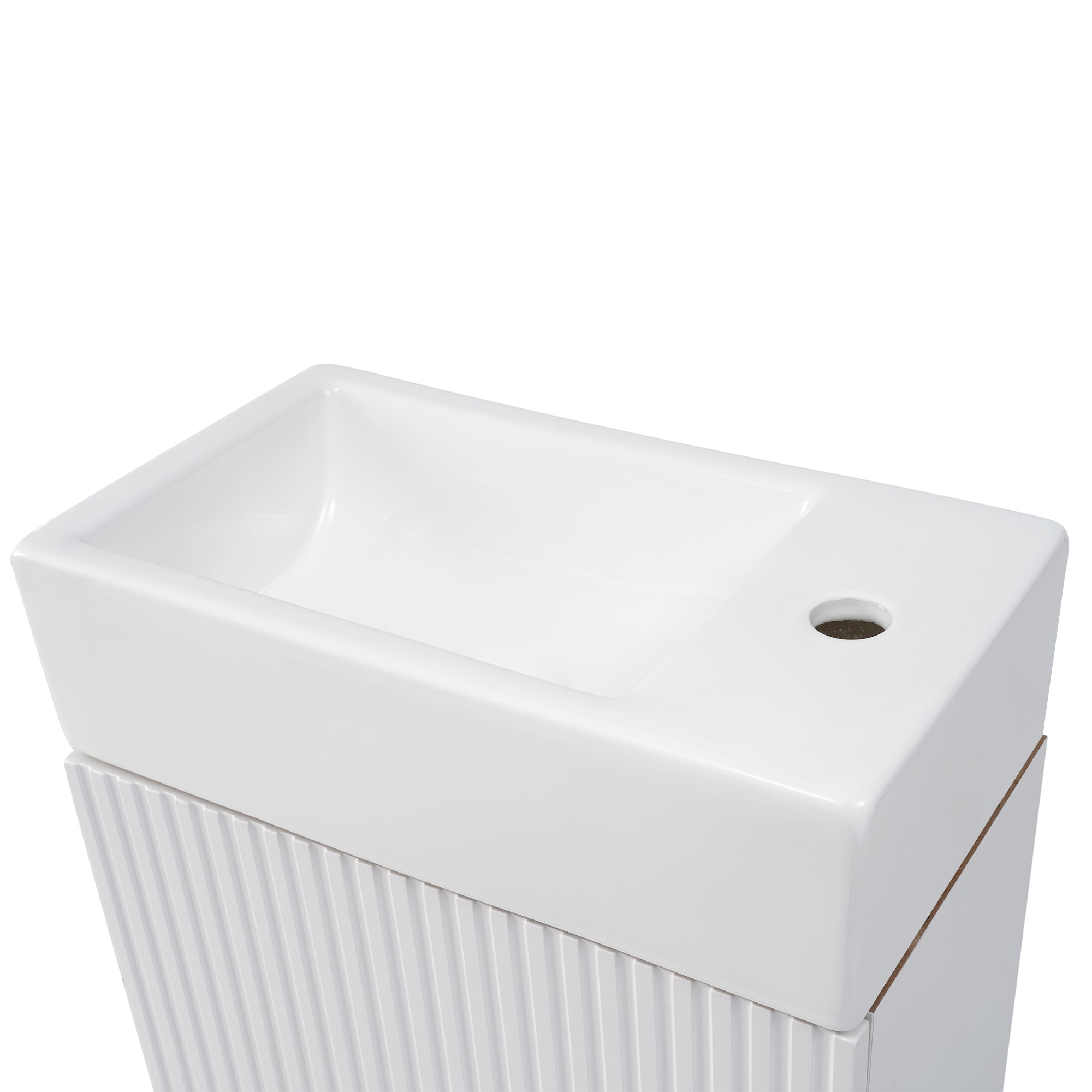 White 18.6 in.W x 33 in.H MDF Bathroom Vanity with Ceramic Sink and Two-tier Shelf