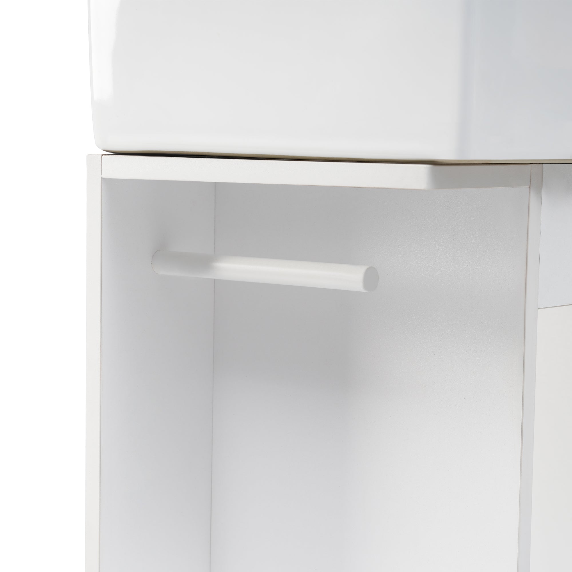 White 18.6 in.W x 33 in.H MDF Bathroom Vanity with Ceramic Sink and Two-tier Shelf