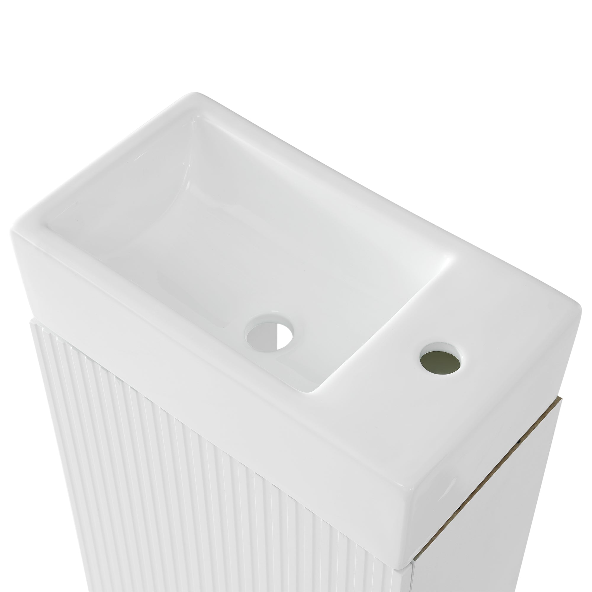 White 18.6 in.W x 33 in.H MDF Bathroom Vanity with Ceramic Sink and Two-tier Shelf