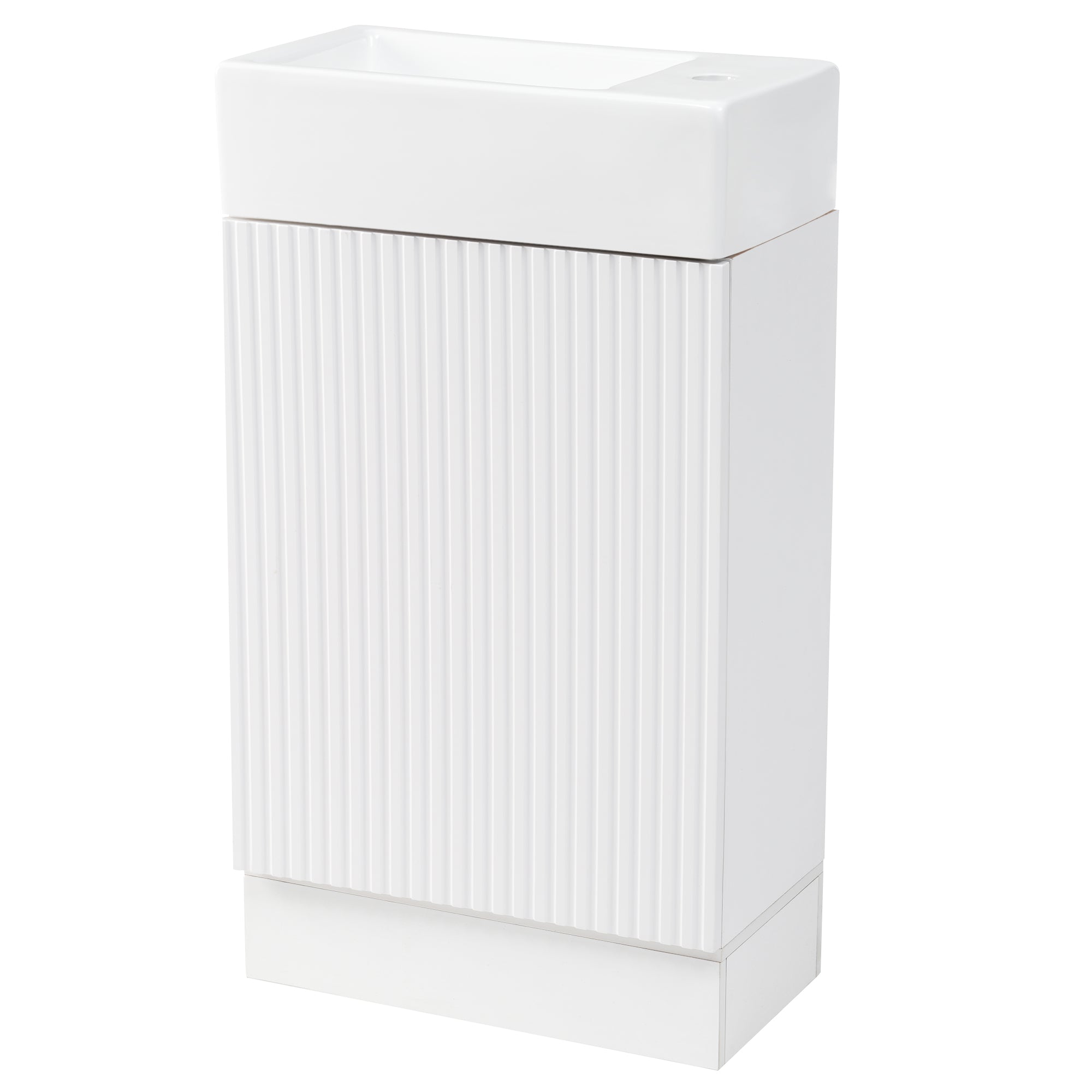 White 18.6 in.W x 33 in.H MDF Bathroom Vanity with Ceramic Sink and Two-tier Shelf