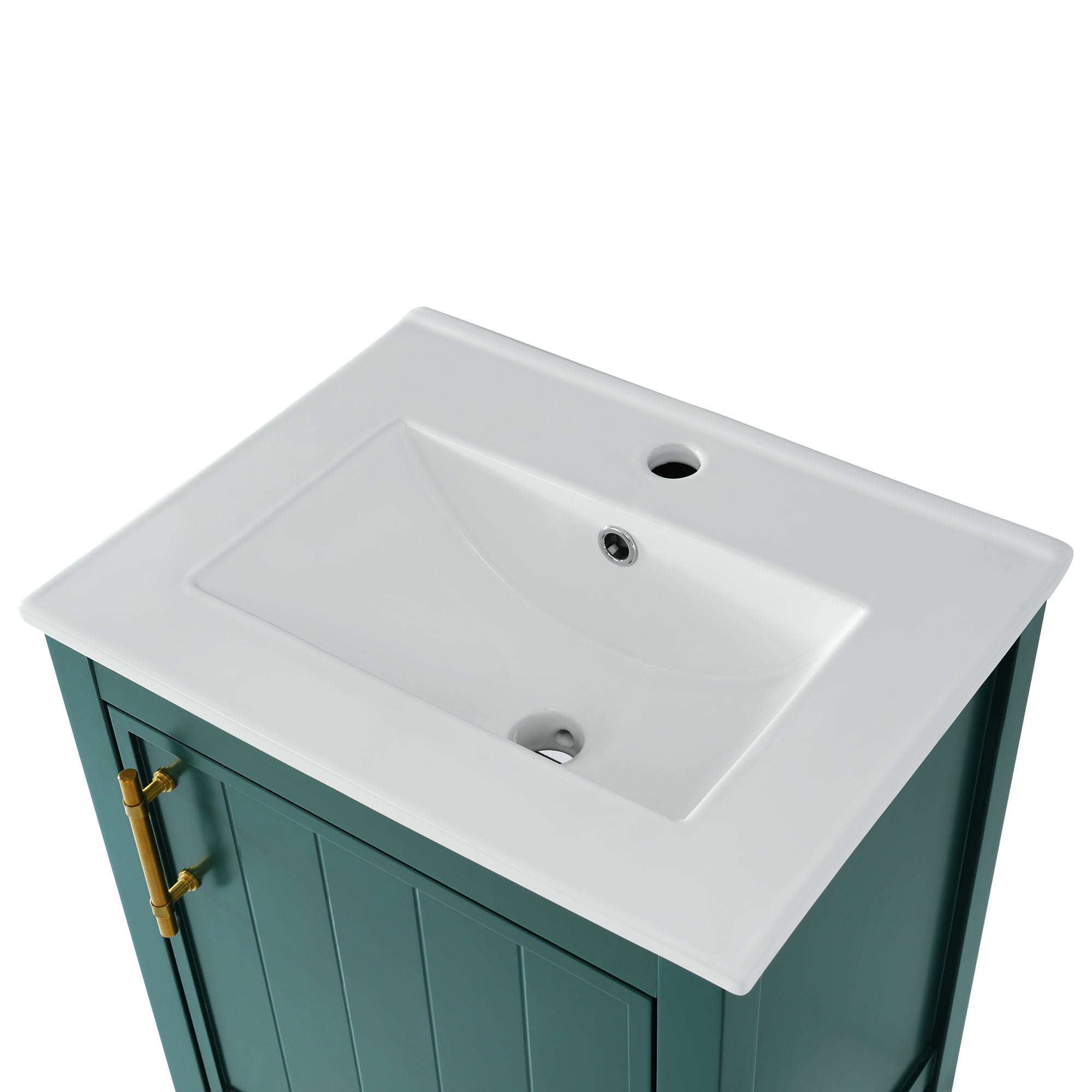 20 in.W x 33.5 in.H Freestanding Bathroom Vanity with Ceramic Basin and Open Shelf