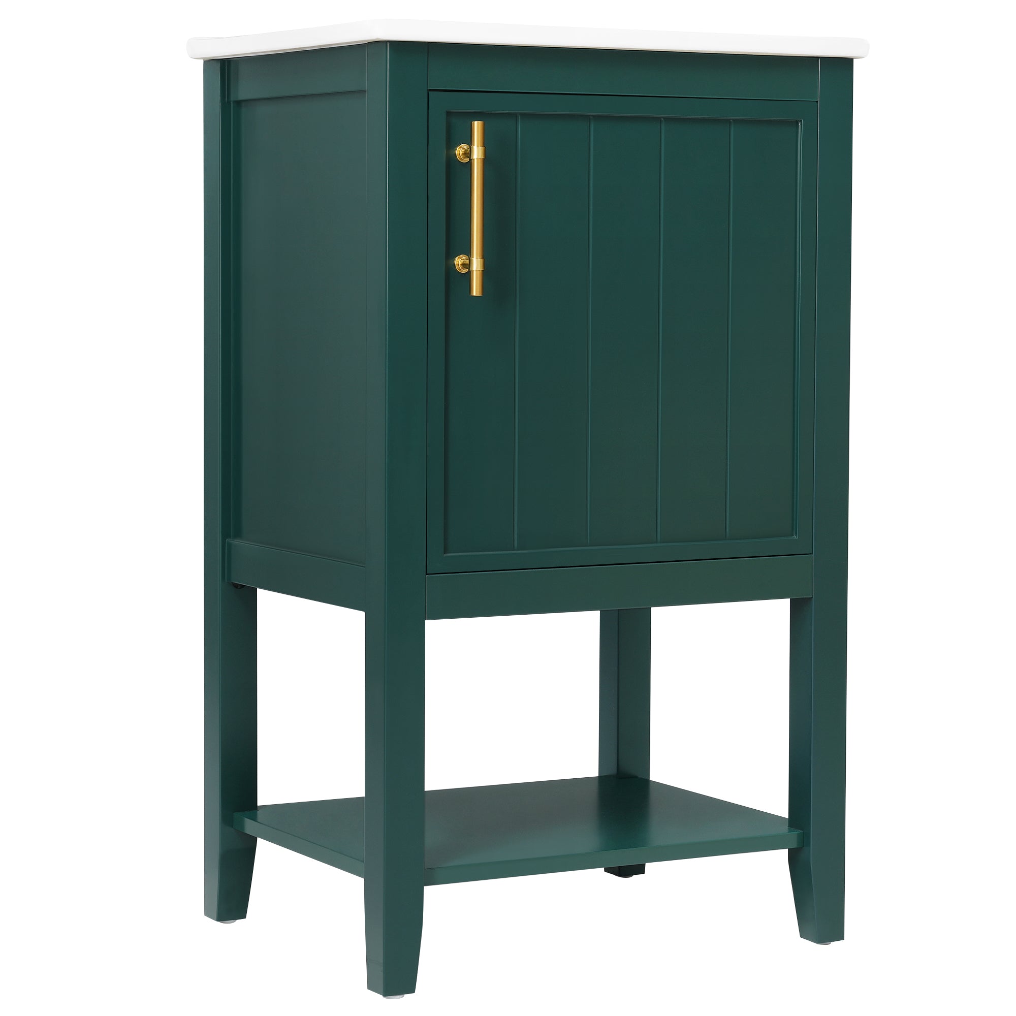 20 in.W x 33.5 in.H Freestanding Bathroom Vanity with Ceramic Basin and Open Shelf