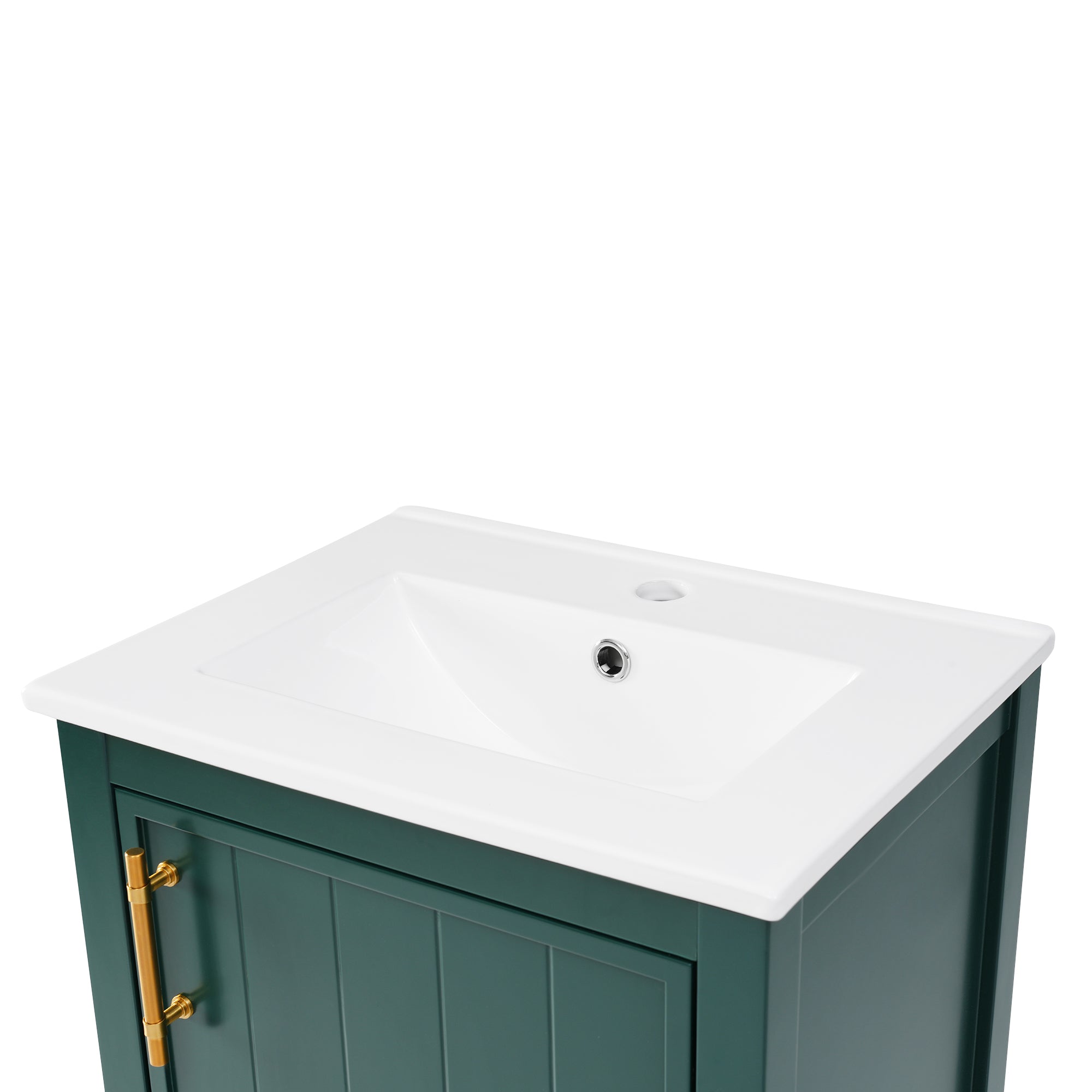 20 in.W x 33.5 in.H Freestanding Bathroom Vanity with Ceramic Basin and Open Shelf