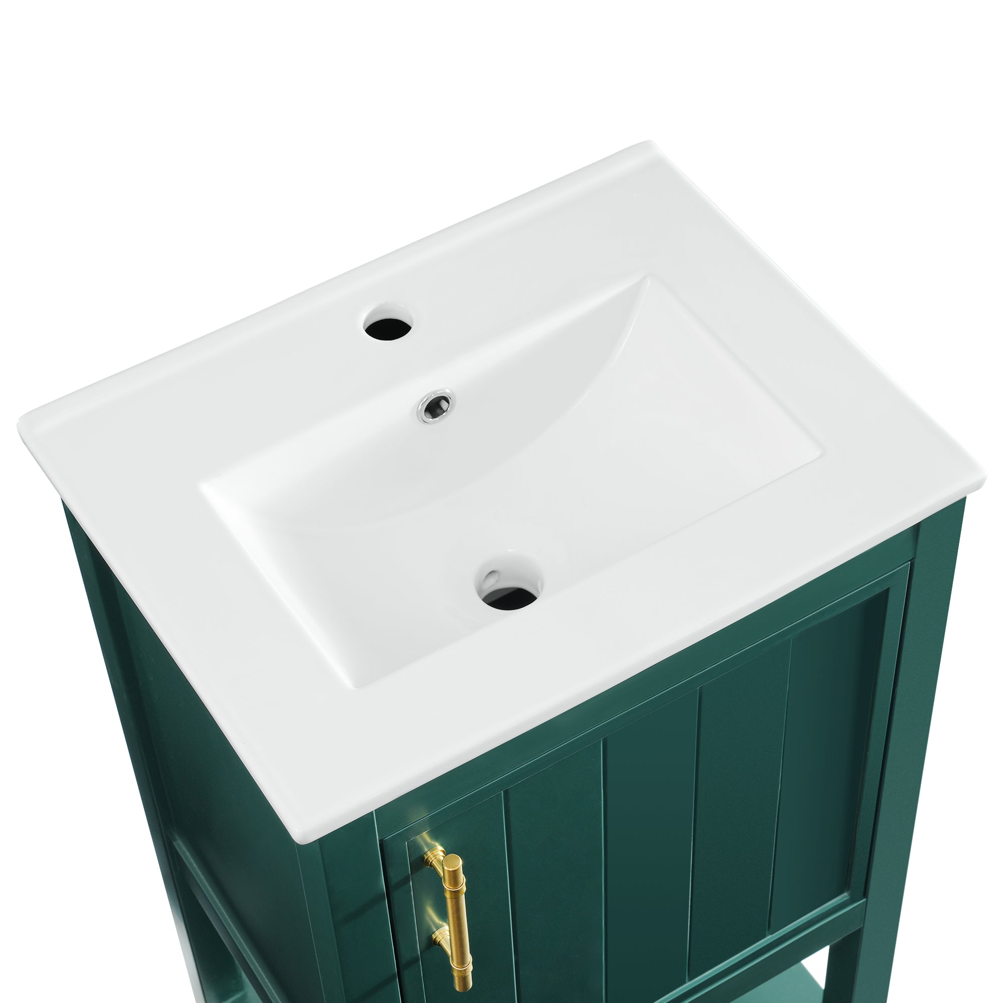 20 in.W x 33.5 in.H Freestanding Bathroom Vanity with Ceramic Basin and Open Shelf