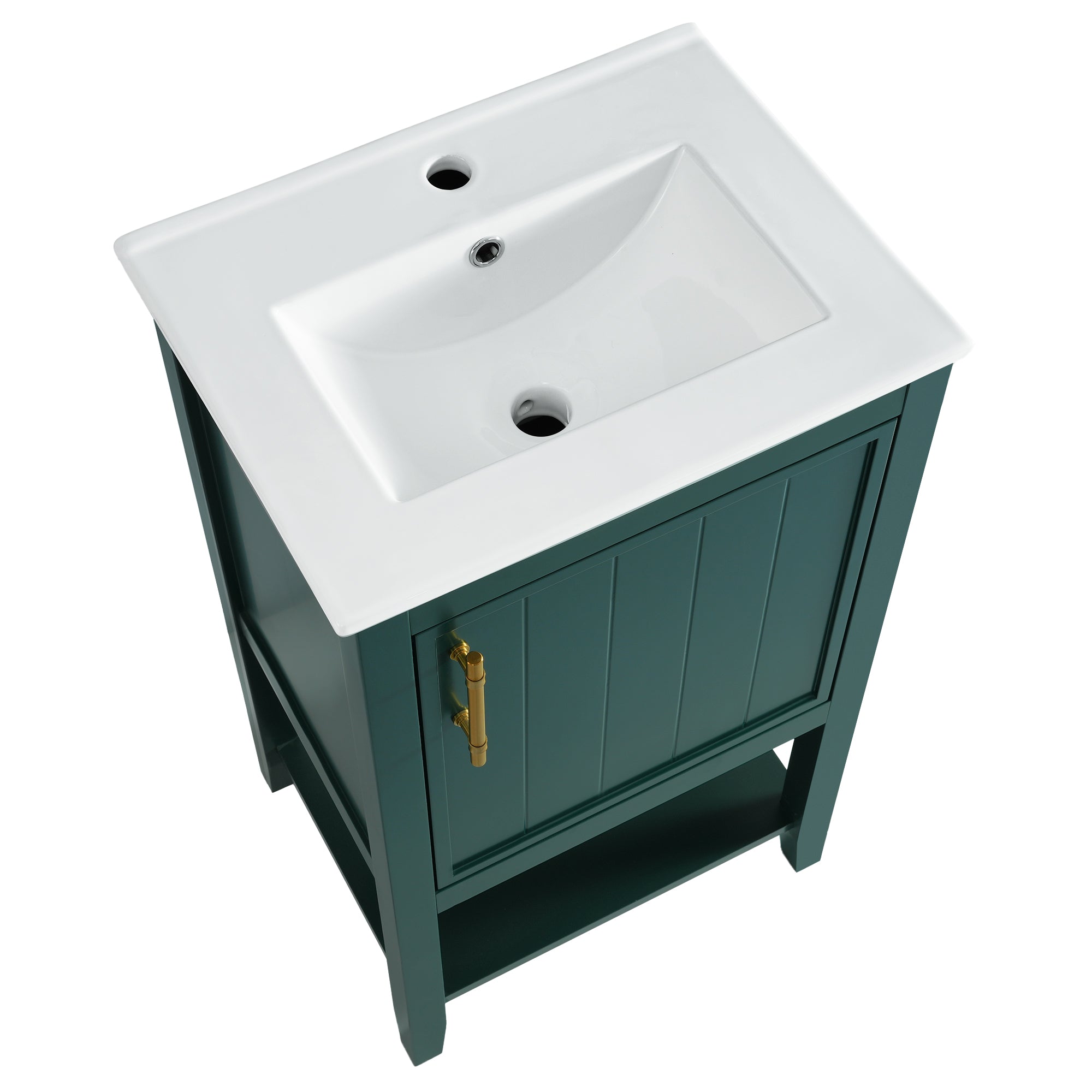20 in.W x 33.5 in.H Freestanding Bathroom Vanity with Ceramic Basin and Open Shelf