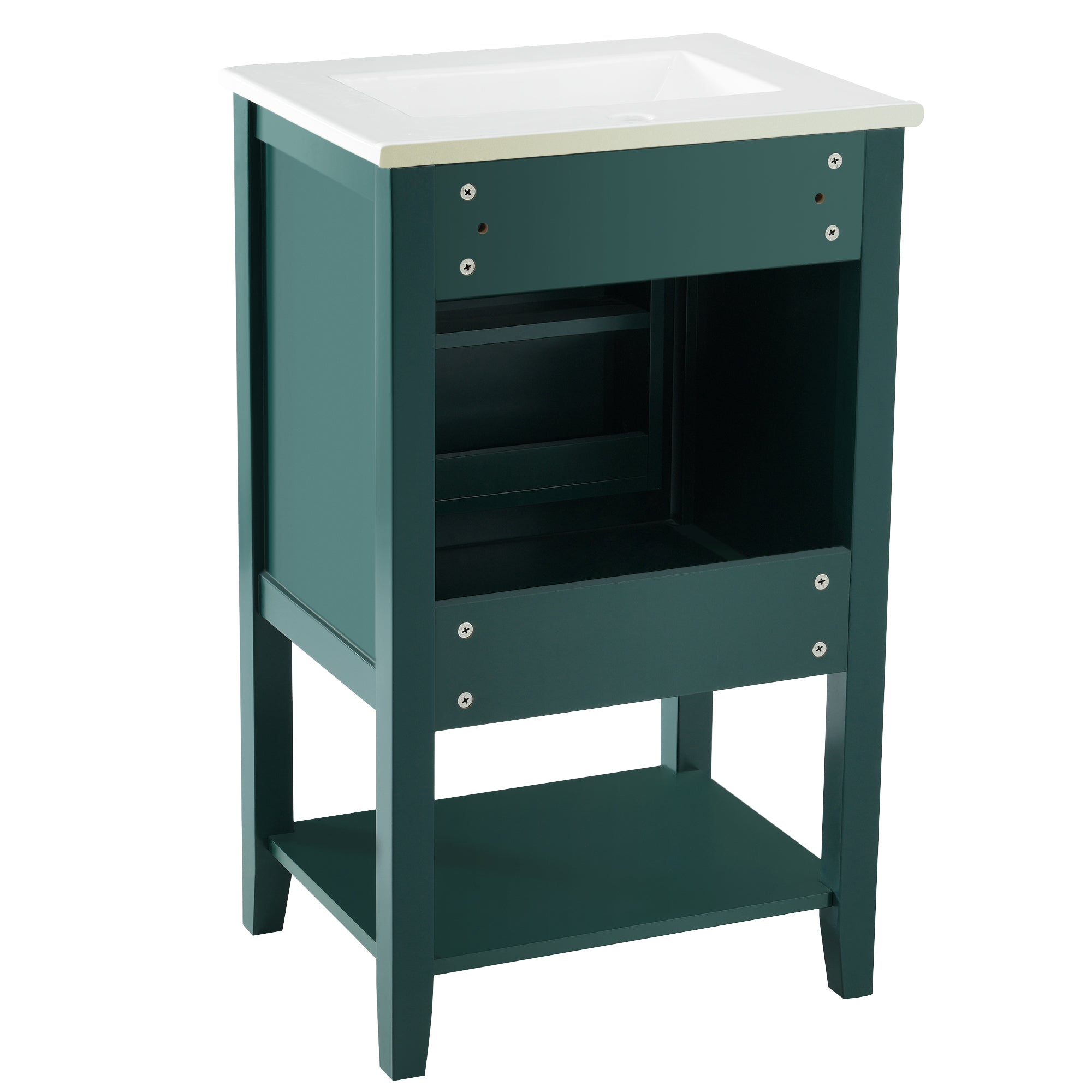 20 in.W x 33.5 in.H Freestanding Bathroom Vanity with Ceramic Basin and Open Shelf