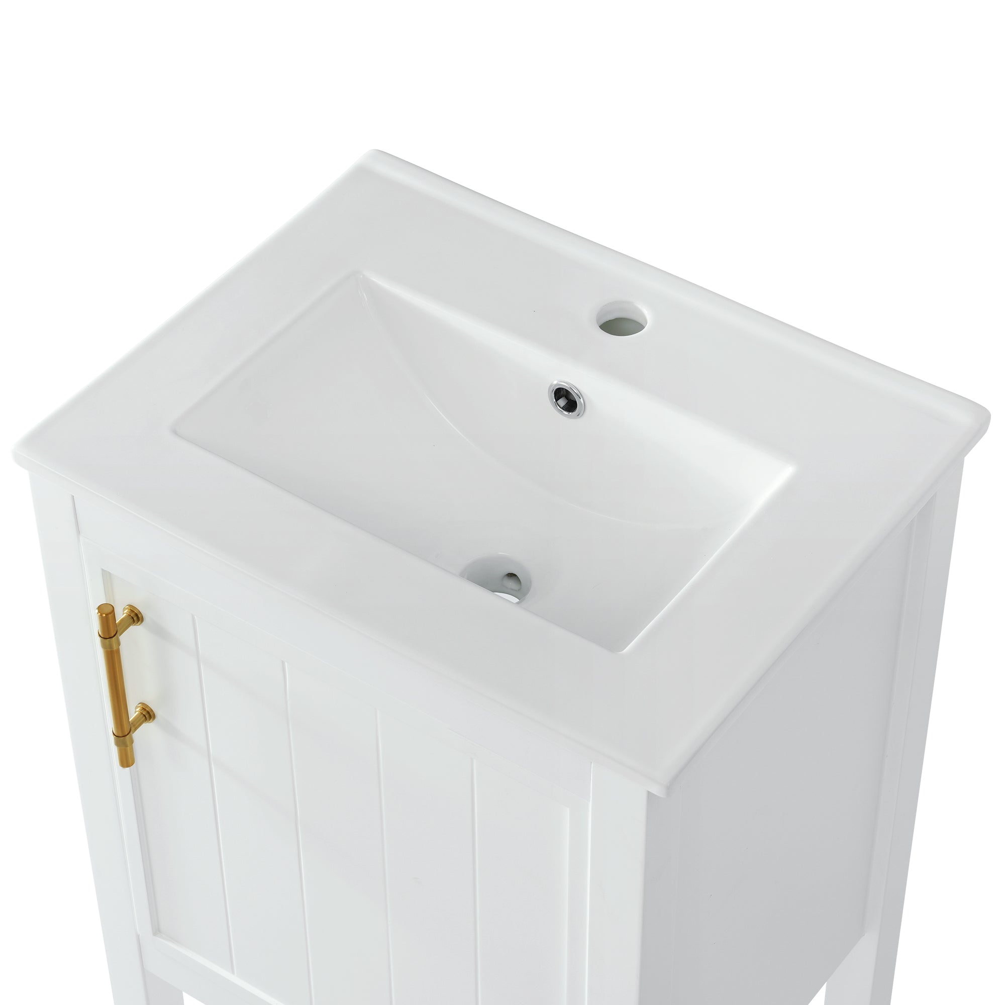 20 in.W x 33.5 in.H Freestanding Bathroom Vanity with Ceramic Basin and Open Shelf