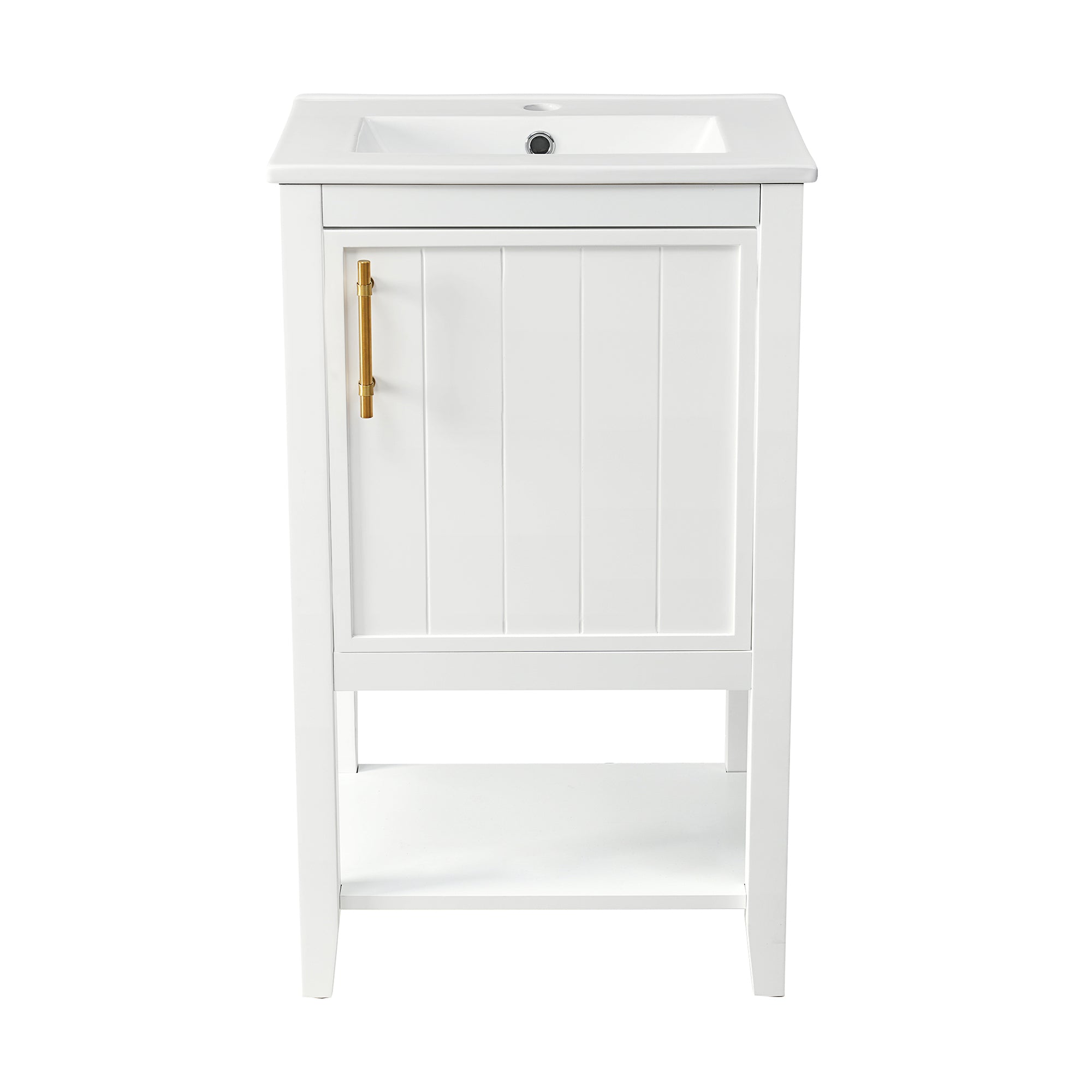 20 in.W x 33.5 in.H Freestanding Bathroom Vanity with Ceramic Basin and Open Shelf