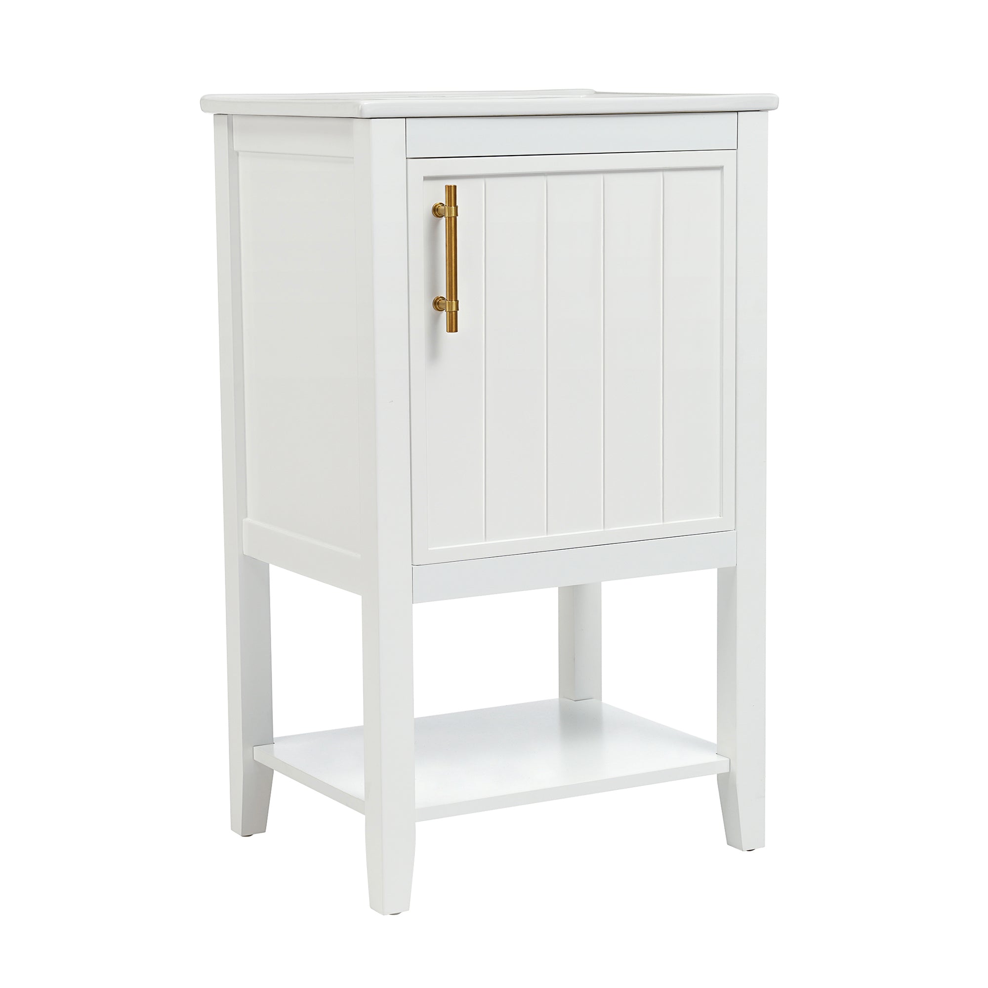 20 in.W x 33.5 in.H Freestanding Bathroom Vanity with Ceramic Basin and Open Shelf