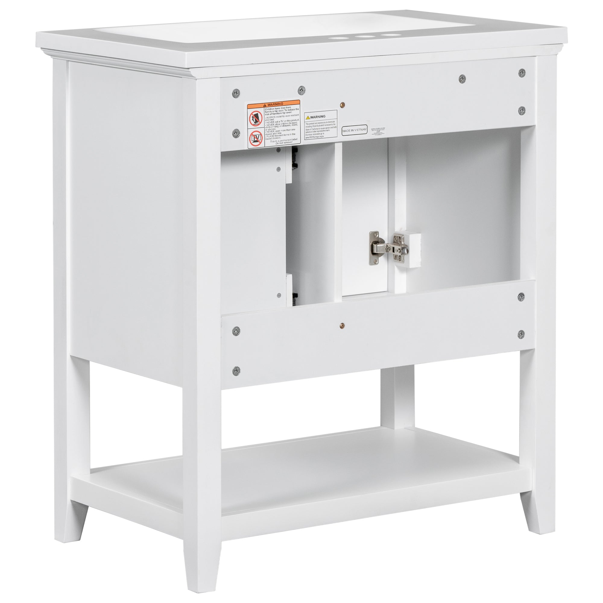 30 Inch MDF Freestanding Bathroom Vanity Set with Integrated Ceramic Basin and Doors