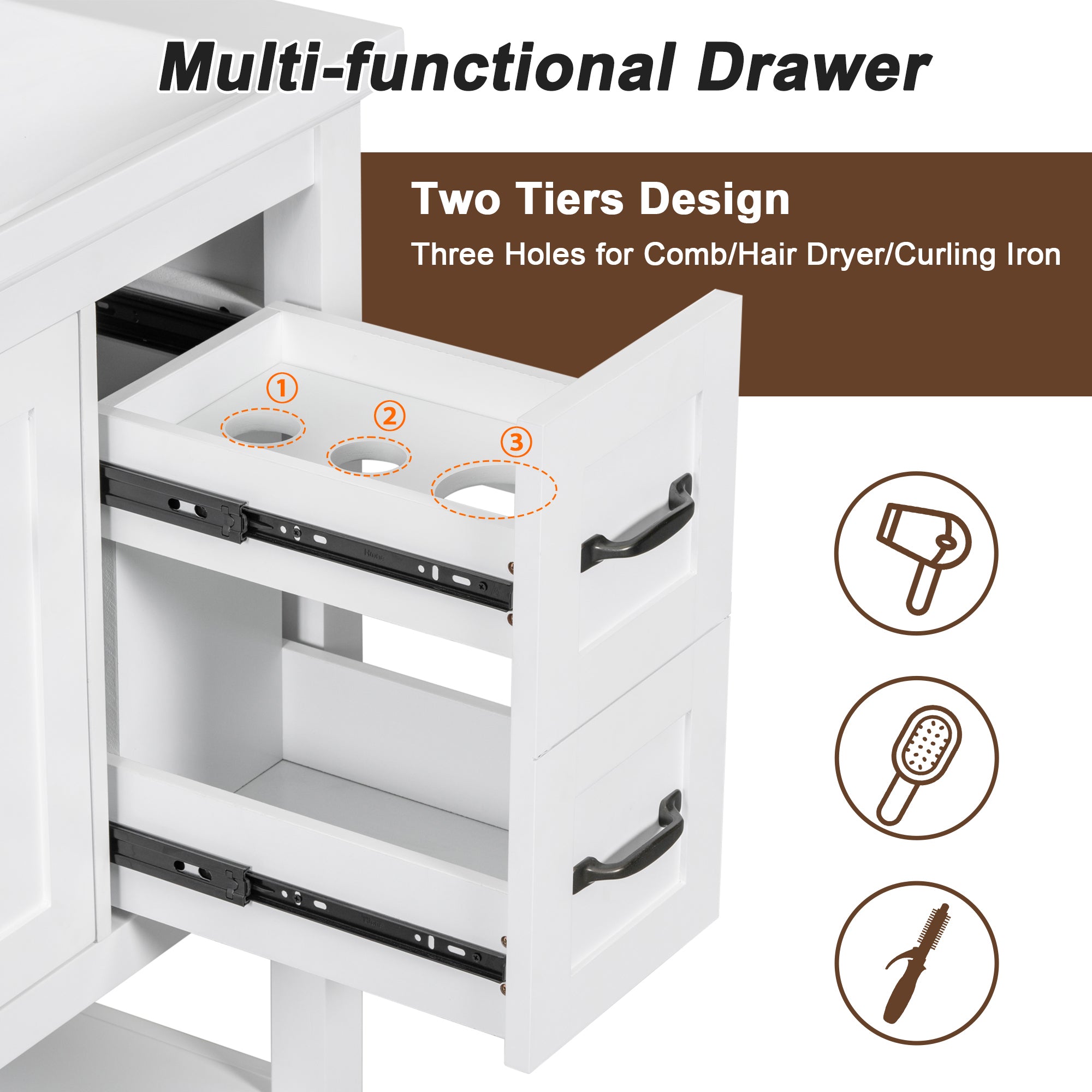 30 Inch MDF Freestanding Bathroom Vanity Base with Open Shelf and Doors