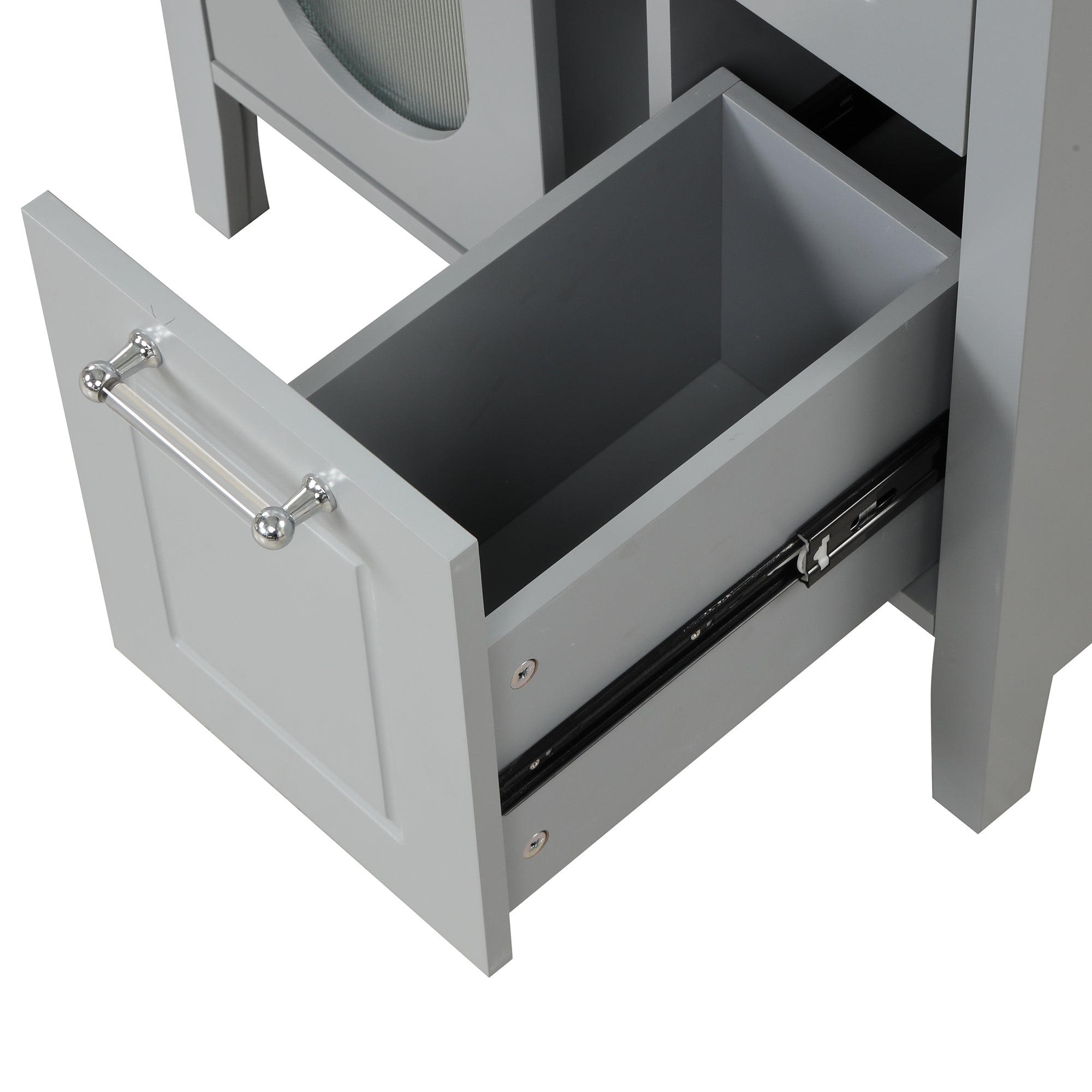 24 in. W x 33 in. H Solid Wood and MDF Bathroom Vanity with Ceramic Sink, Door and Drawers