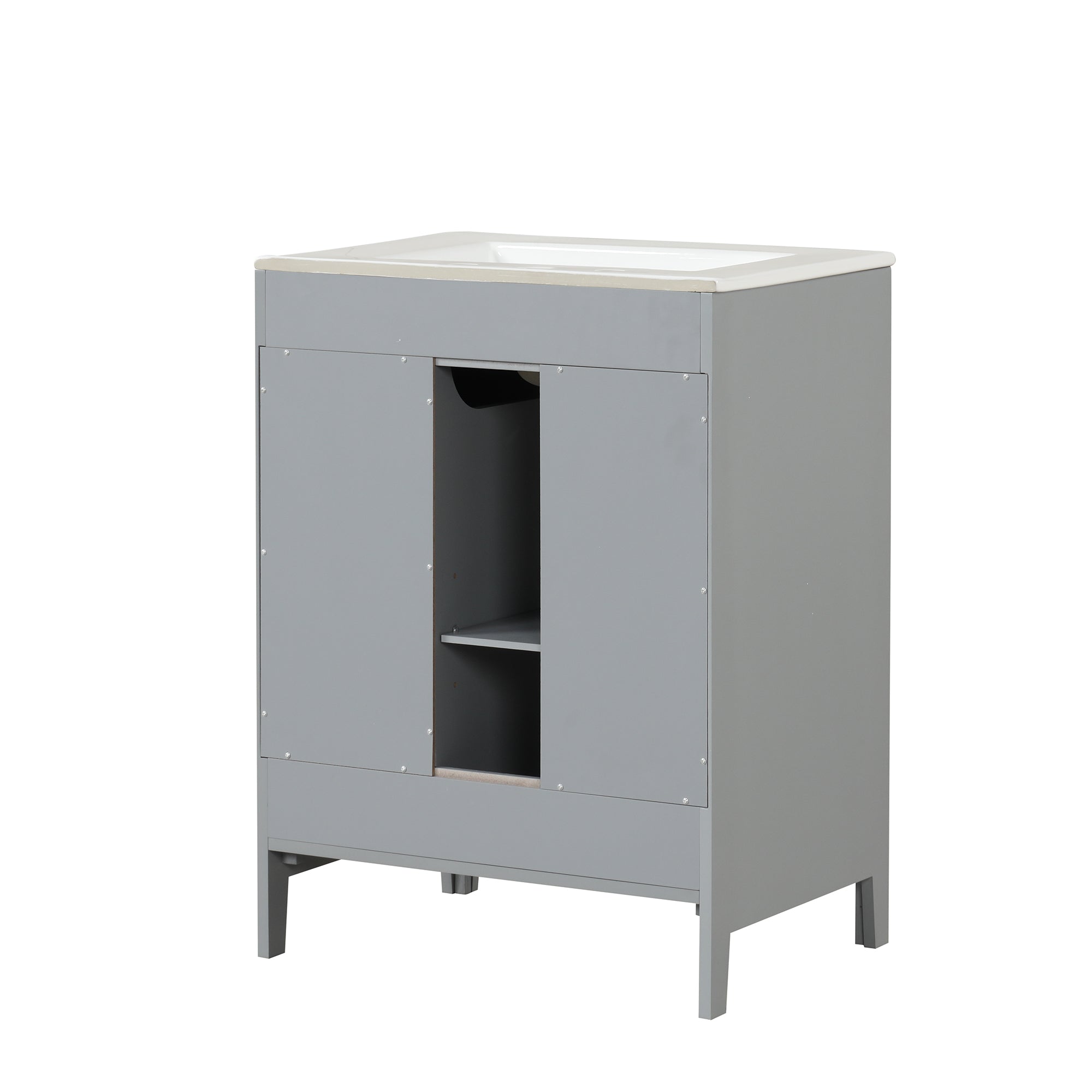 24 in. W x 33 in. H Solid Wood and MDF Bathroom Vanity with Ceramic Sink, Door and Drawers